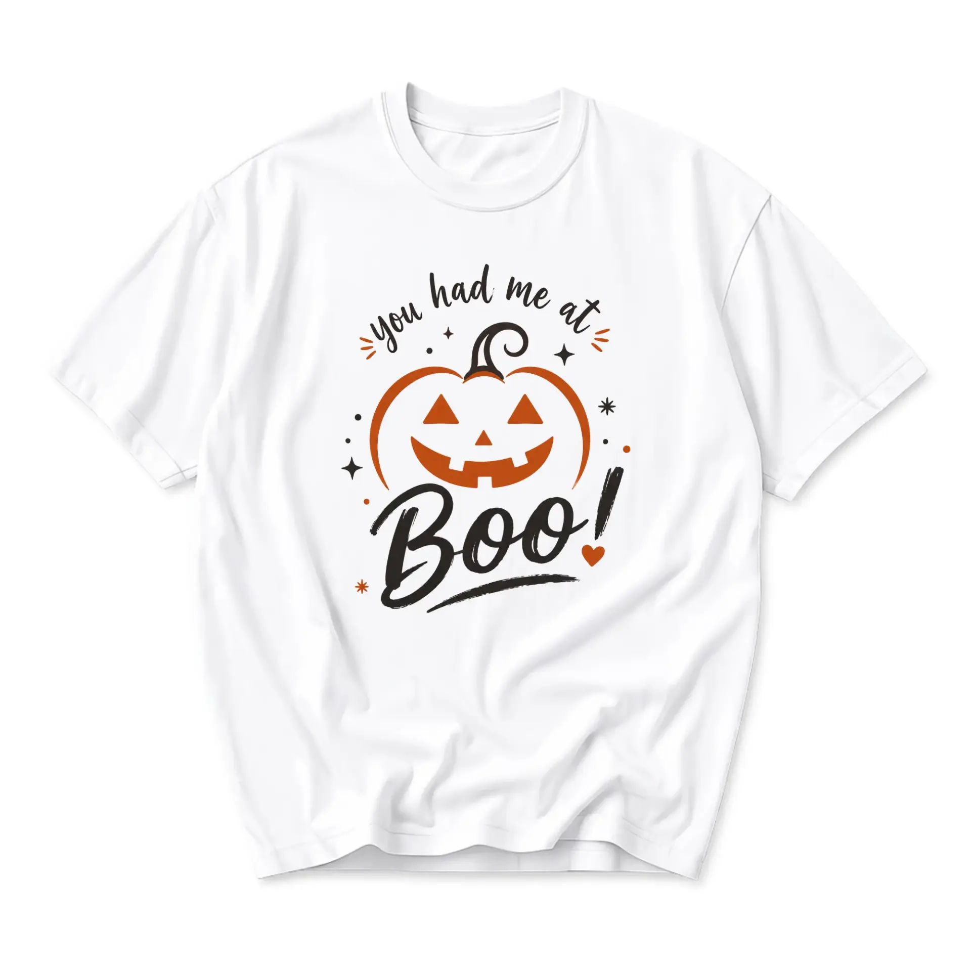 Funny Shirt You Had Me at Boo Halloween Pumpkin Graphic Tee Casual Unisex Crew Neck Short Sleeve Cotton Apparel