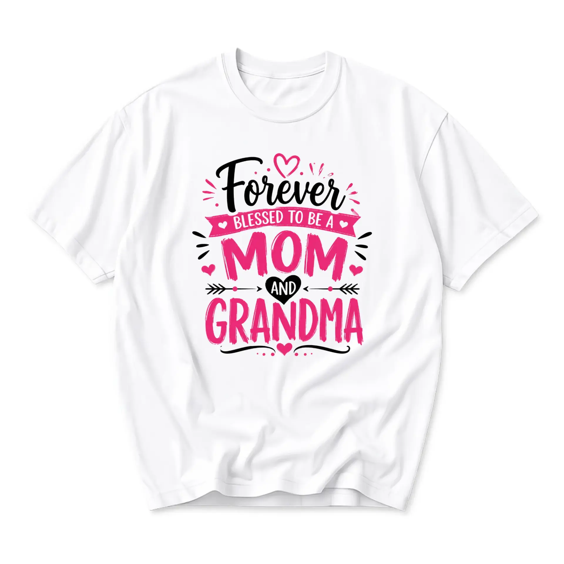 T-shirt Forever Blessed to Be a Mom and Grandma Graphic Tee for Women