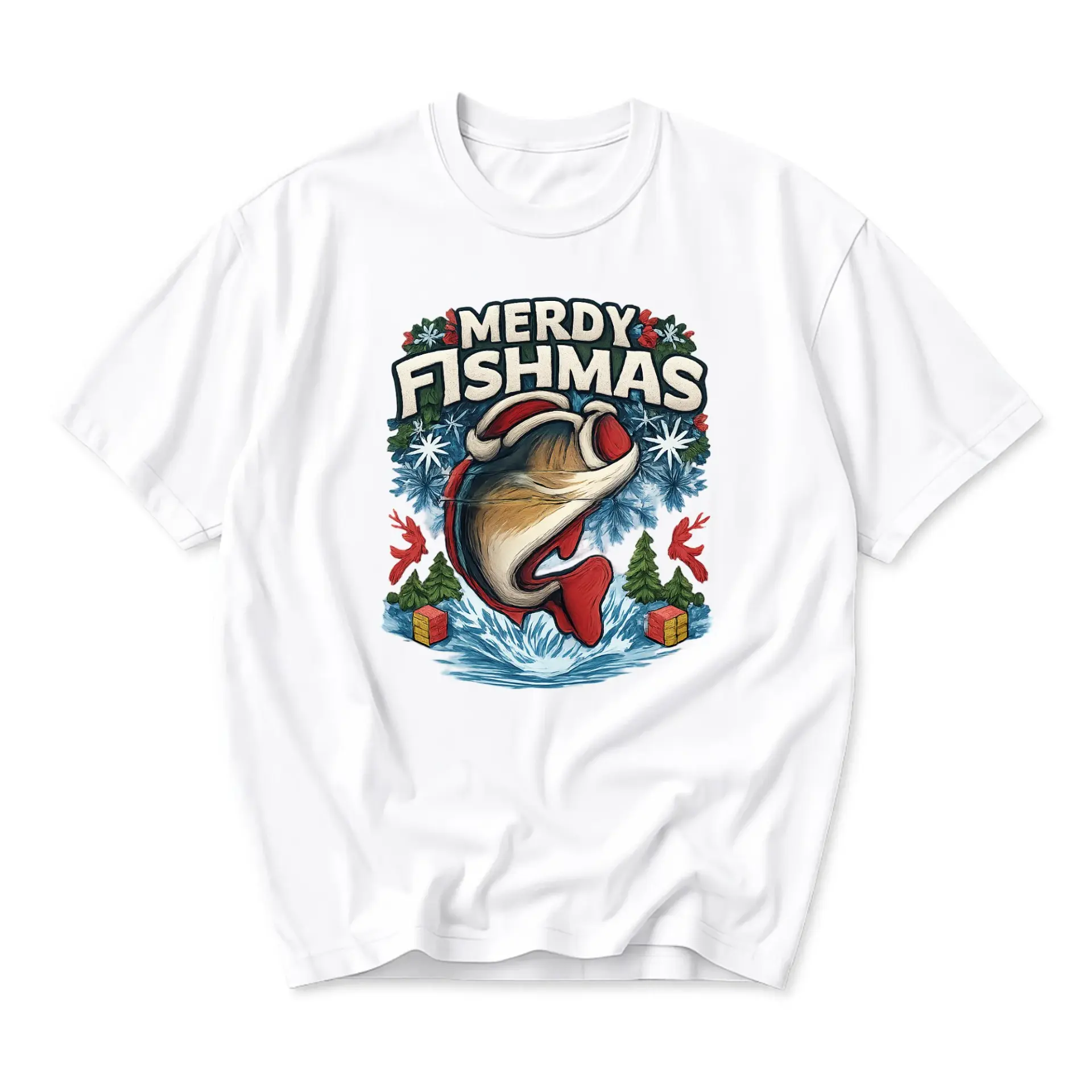 Funny Shirt Merdy Fishmas Holiday Graphic Tee Unisex Casual Apparel for