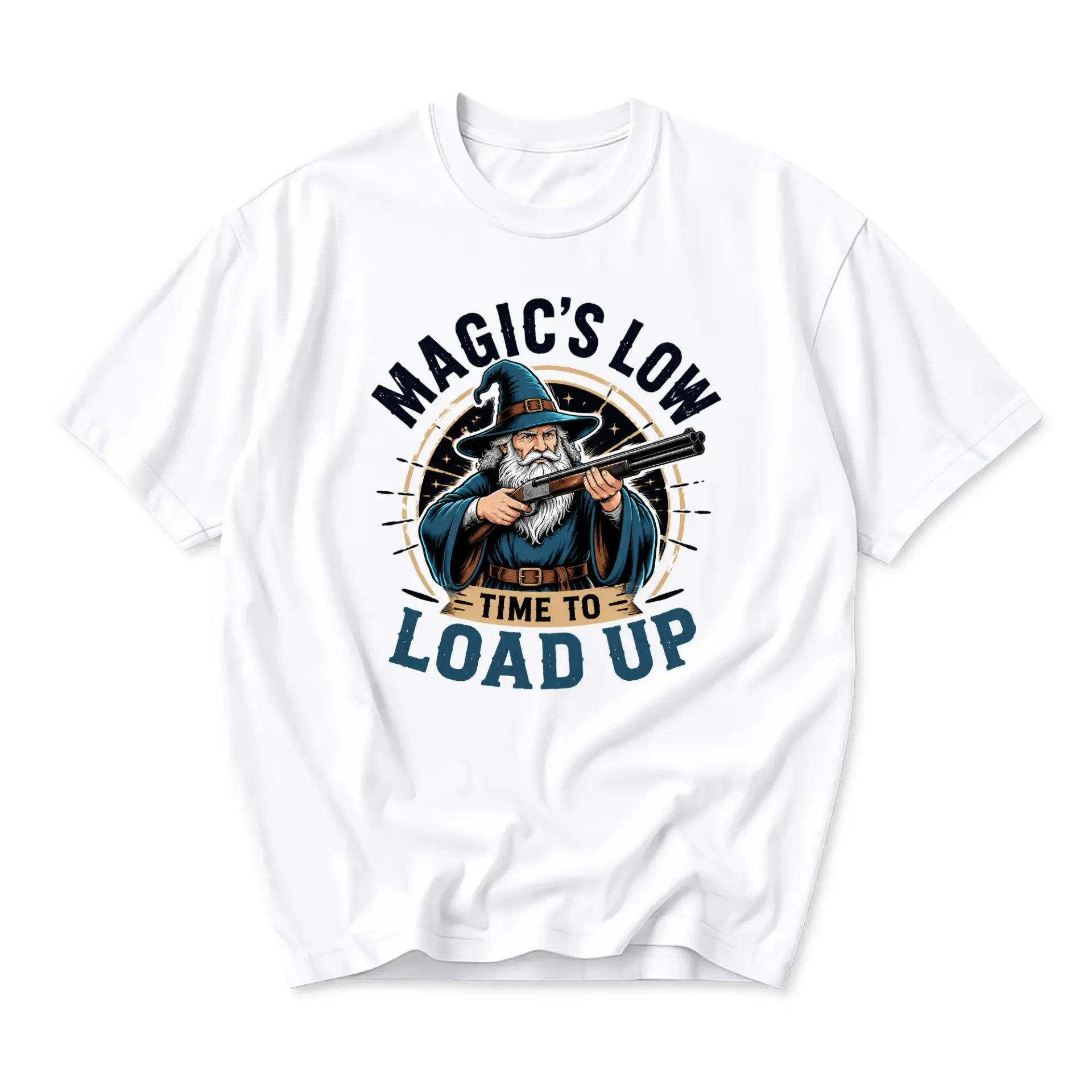 Funny Shirt Magic Is Low Time to Load up Graphic Tee Unisex Casual Crew Neck Comfortable Short Sleeve Cotton Top