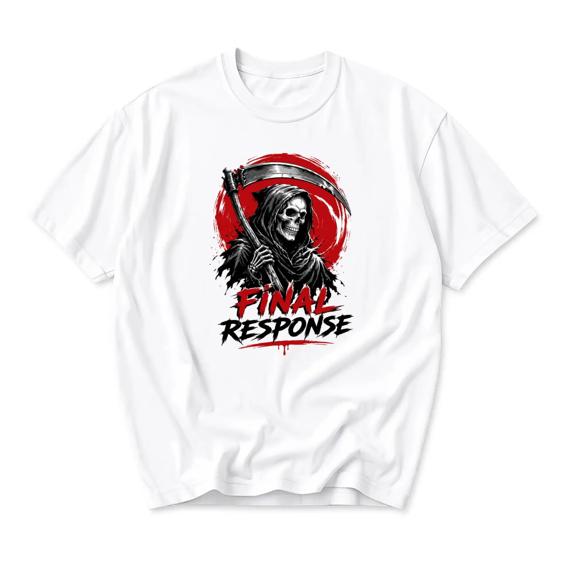 Graphic Tee Final Response Reaper Scythe Illustration Unisex Crew Neck Short Sleeve Casual Cotton Blend Shirt