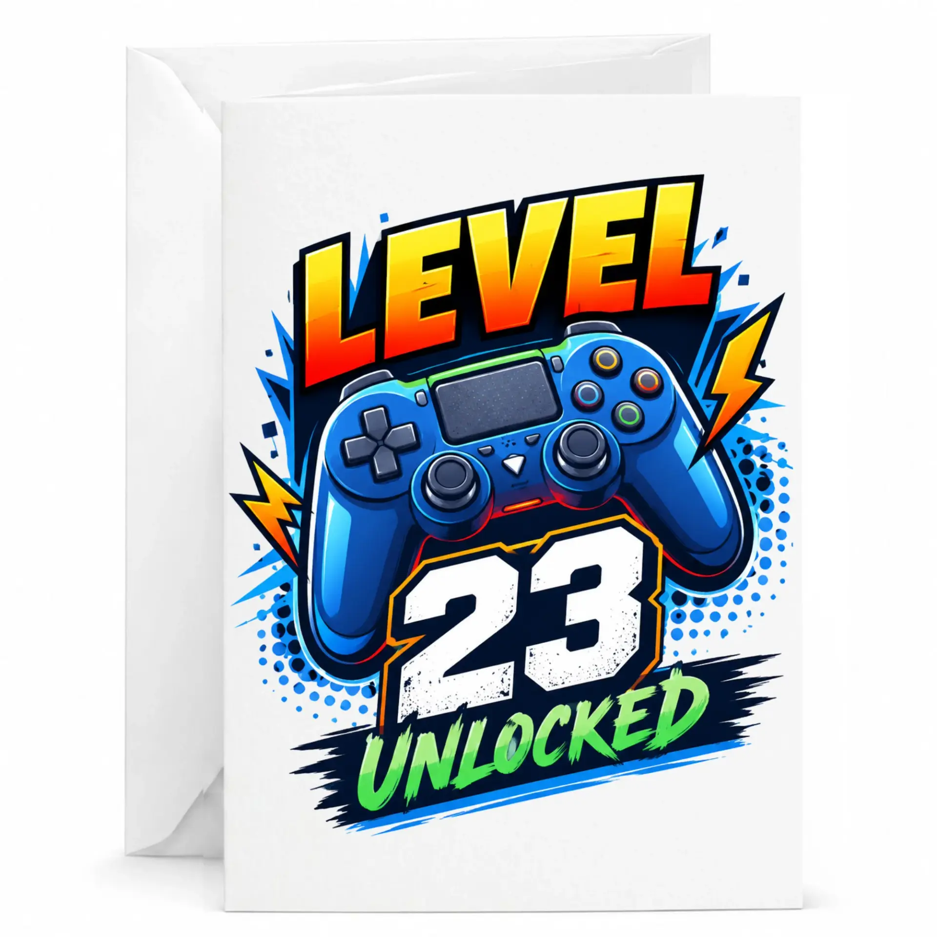 Funny Birthday Card Level 23 Unlocked Video Game Greeting Card for Milestone Birthday Celebrations 5x7 Inches