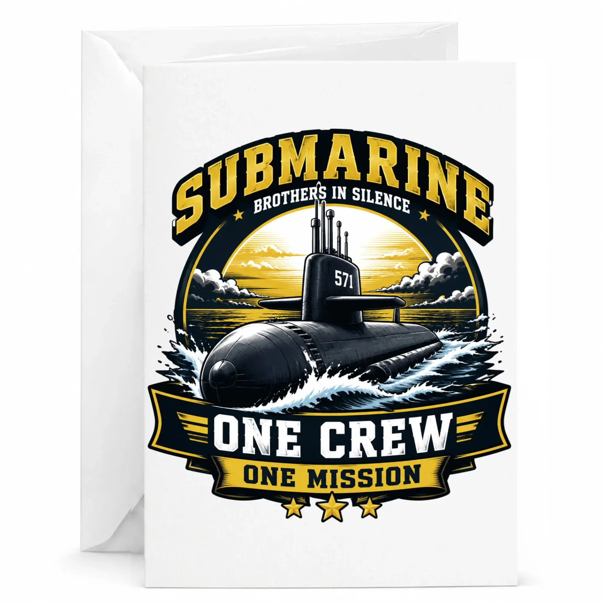 Greeting Card Submarine Brothers in Silence One Crew One Mission Design for Nautical Enthusiasts and Veteran Appreciation