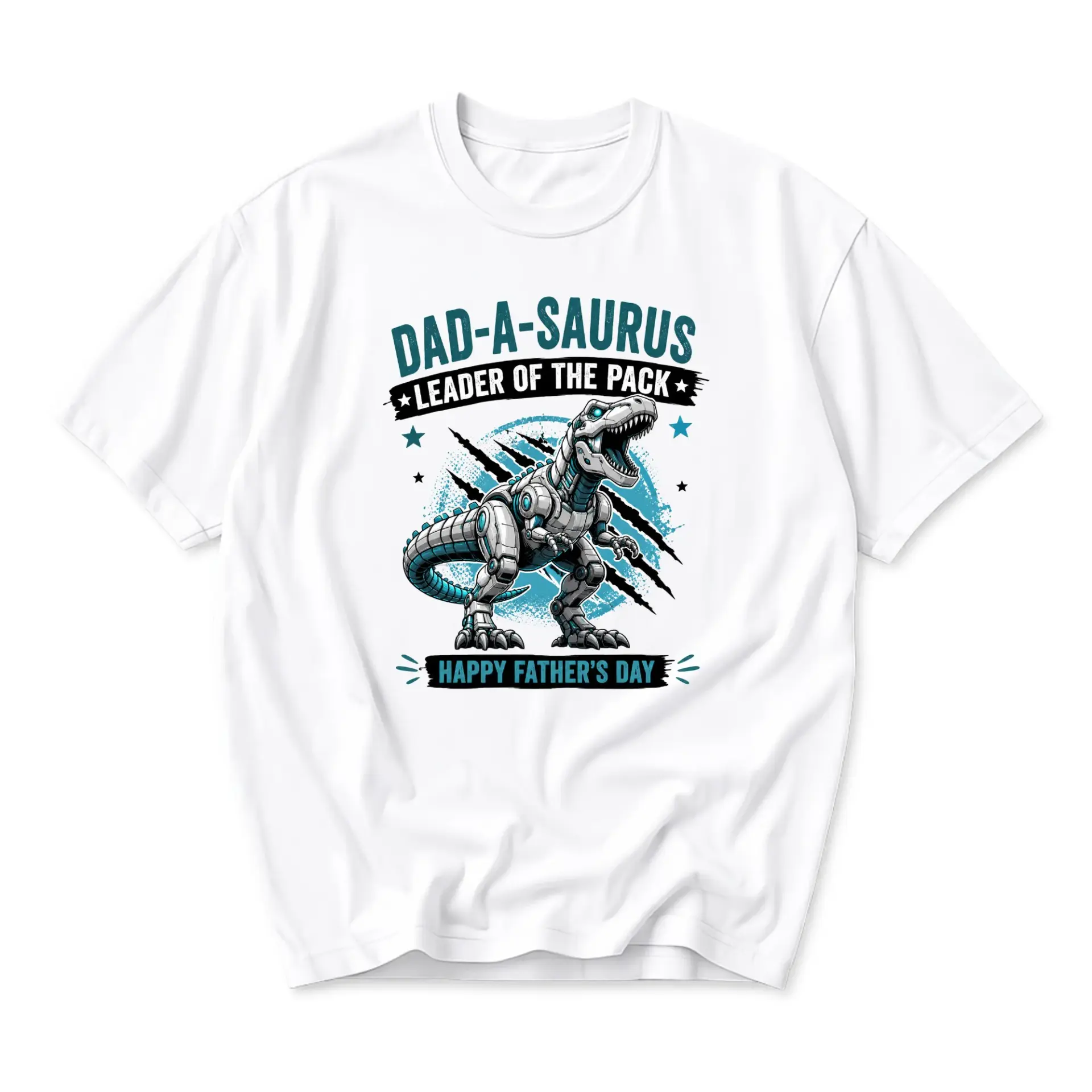 Funny Shirt Dad-A-Saurus Leader of the Pack Graphic Tee for Men Unisex Crew Neck Casual Everyday Wear Holiday Present