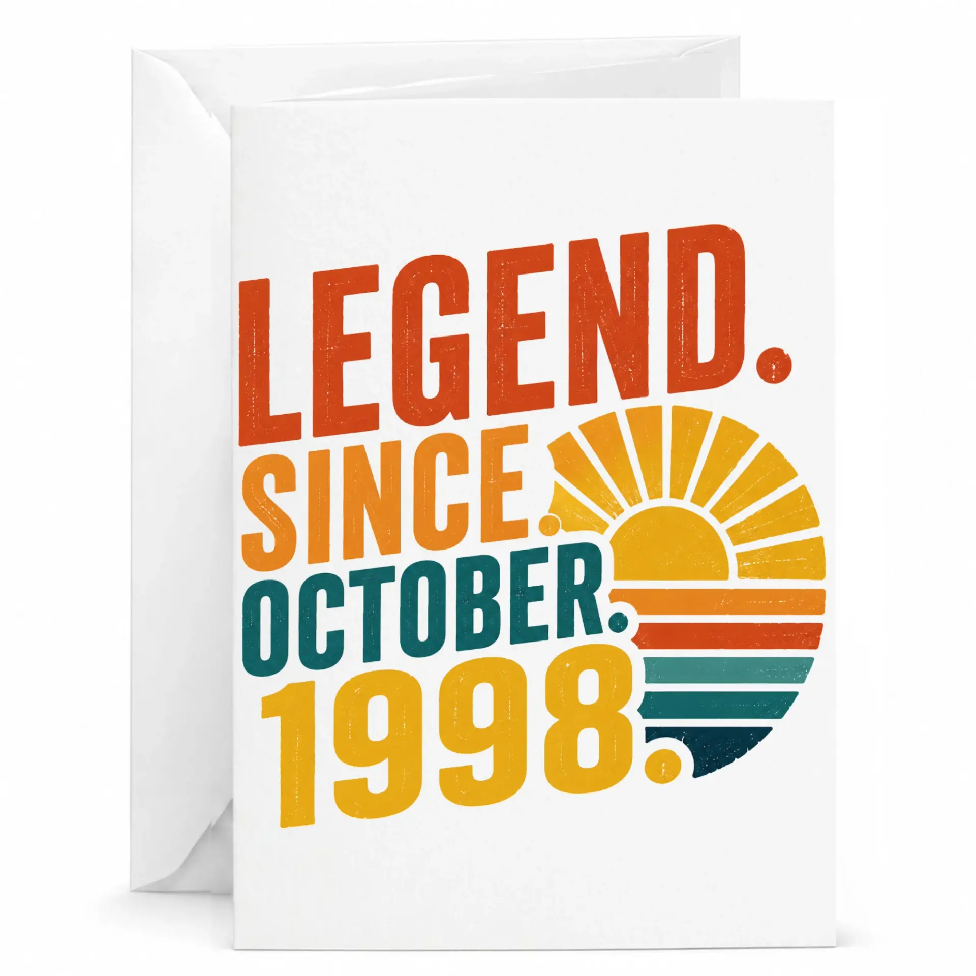 Birthday Card Legend Since October 1998 Vintage Retro Style Greeting Card for Special Milestone Anniversary Celebration