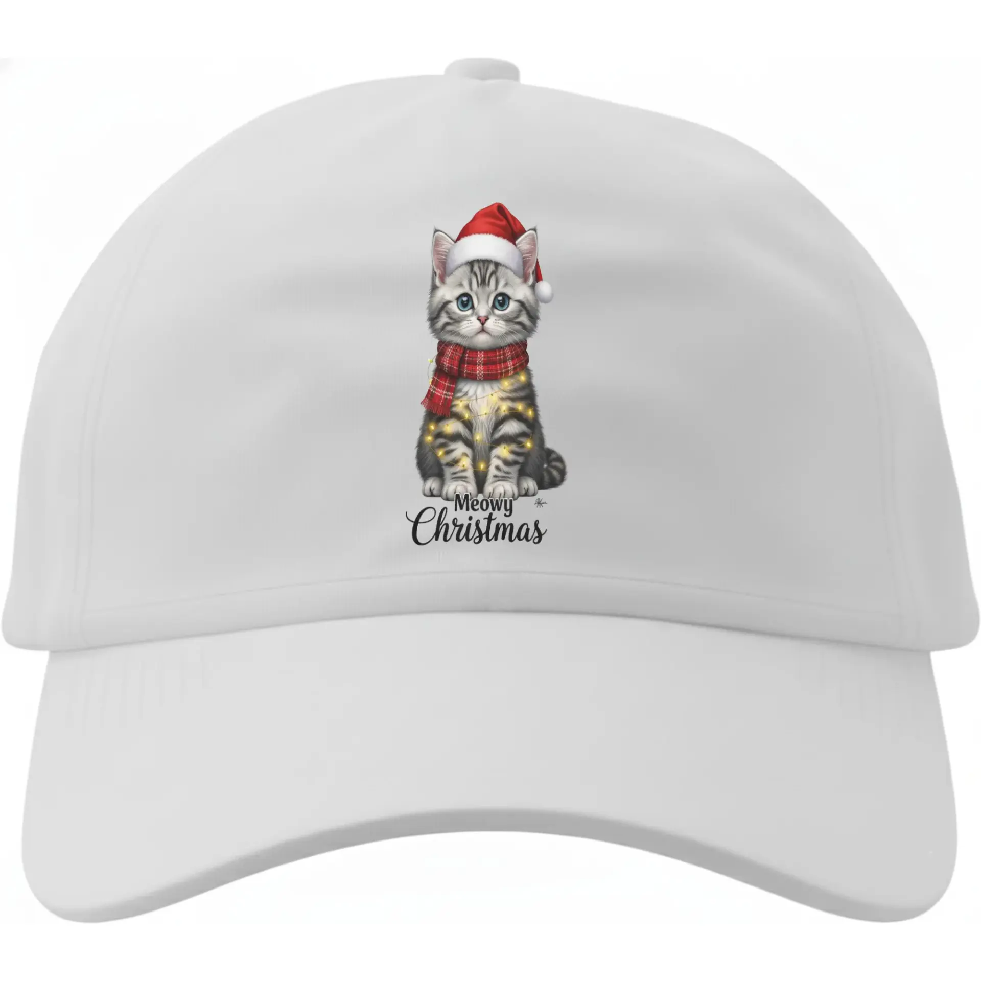 Baseball Cap Featuring a Festive Kitten Wearing a Santa Hat and Scarf for Seasonal Style and Comfortable Daily Wear