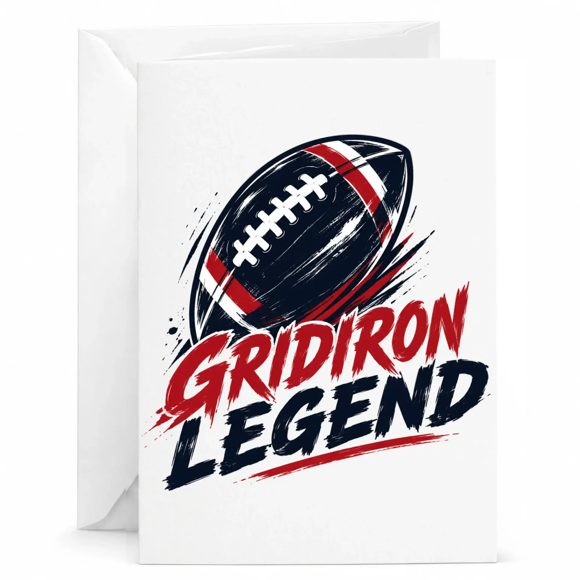 Greeting Card Gridiron Legend Football Sports Design for Athletes and Fans Premium Folded Stationery with Envelope