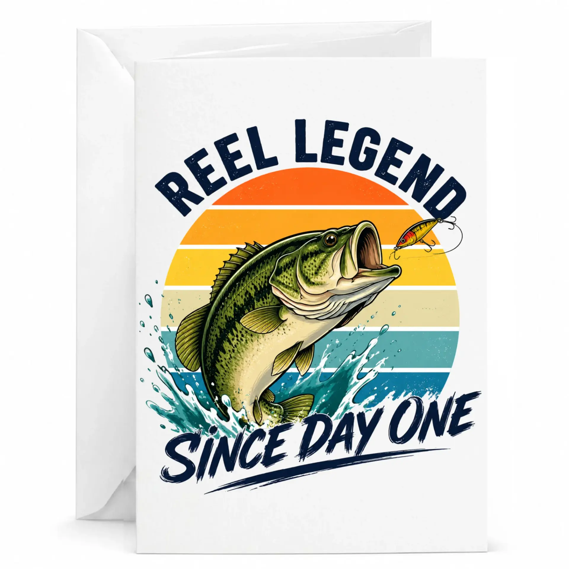 Funny Greeting Card Reel Legend Since Day One Fishing Design for Enthusiasts and Outdoor Sports Lovers 5x7 Folded Card