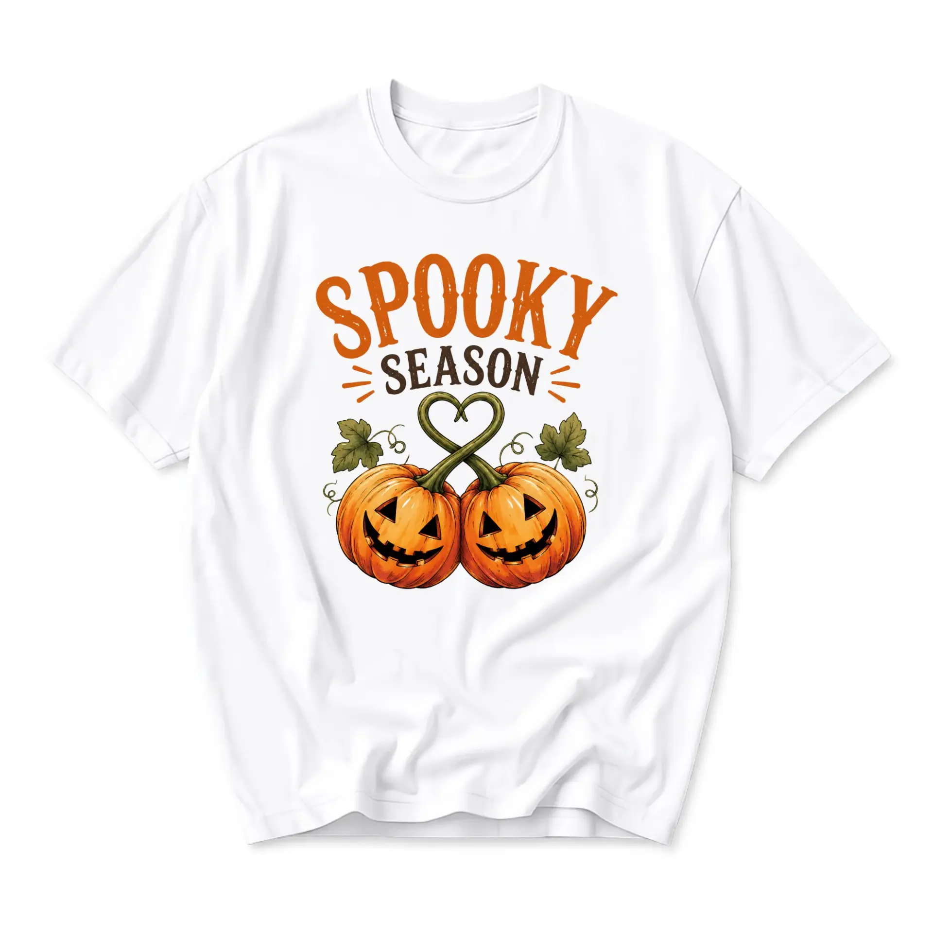 Funny Shirt Spooky Season Pumpkin Graphic Tee Unisex Crew Neck Short Sleeve Casual Cotton Top for Fall Lovers