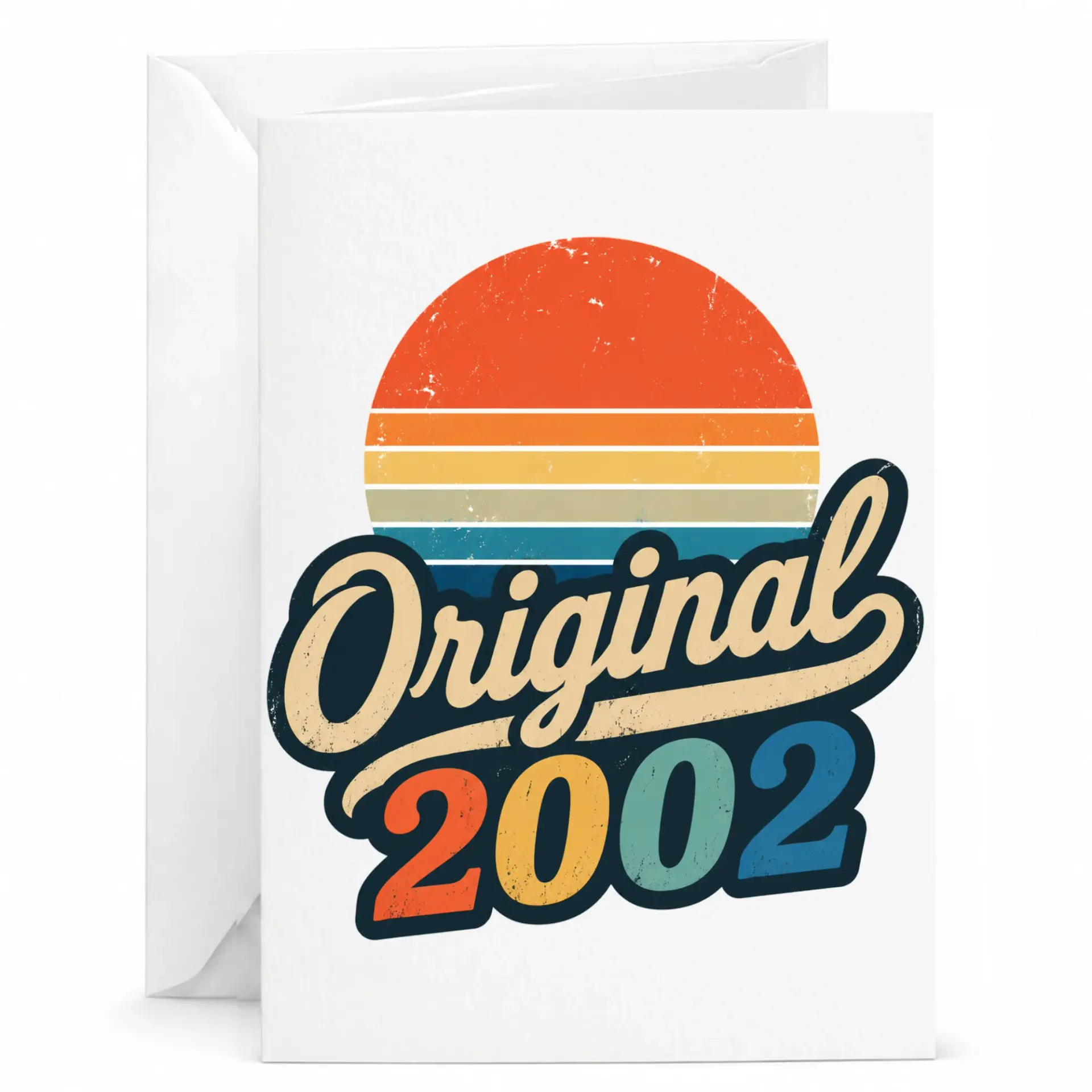 Birthday Card Original 2002 Vintage Retro Sunset Graphic Design Greeting Card for Milestone Year Birthday Celebration