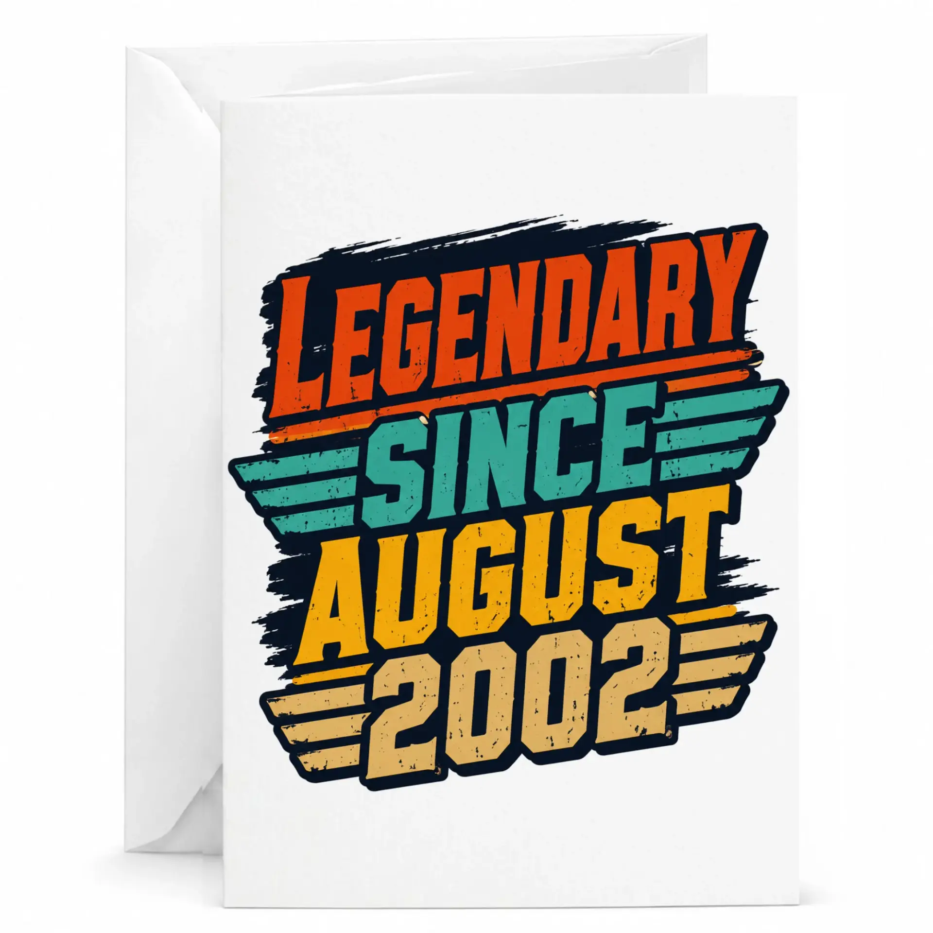 Greeting Card Legendary Since August 2002 Vintage Retro Style Birthday Celebration Message Stationary 5x7 Inches