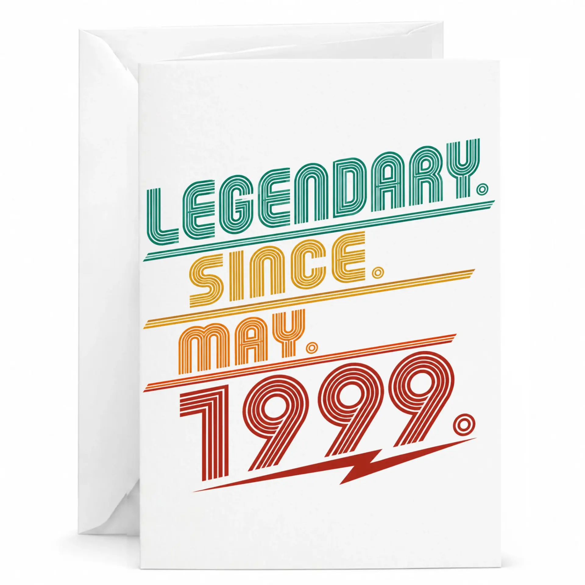 Birthday Card Legendary Since May 1999 Vintage Retro Style Greeting Card with White Envelope for Milestone Celebration