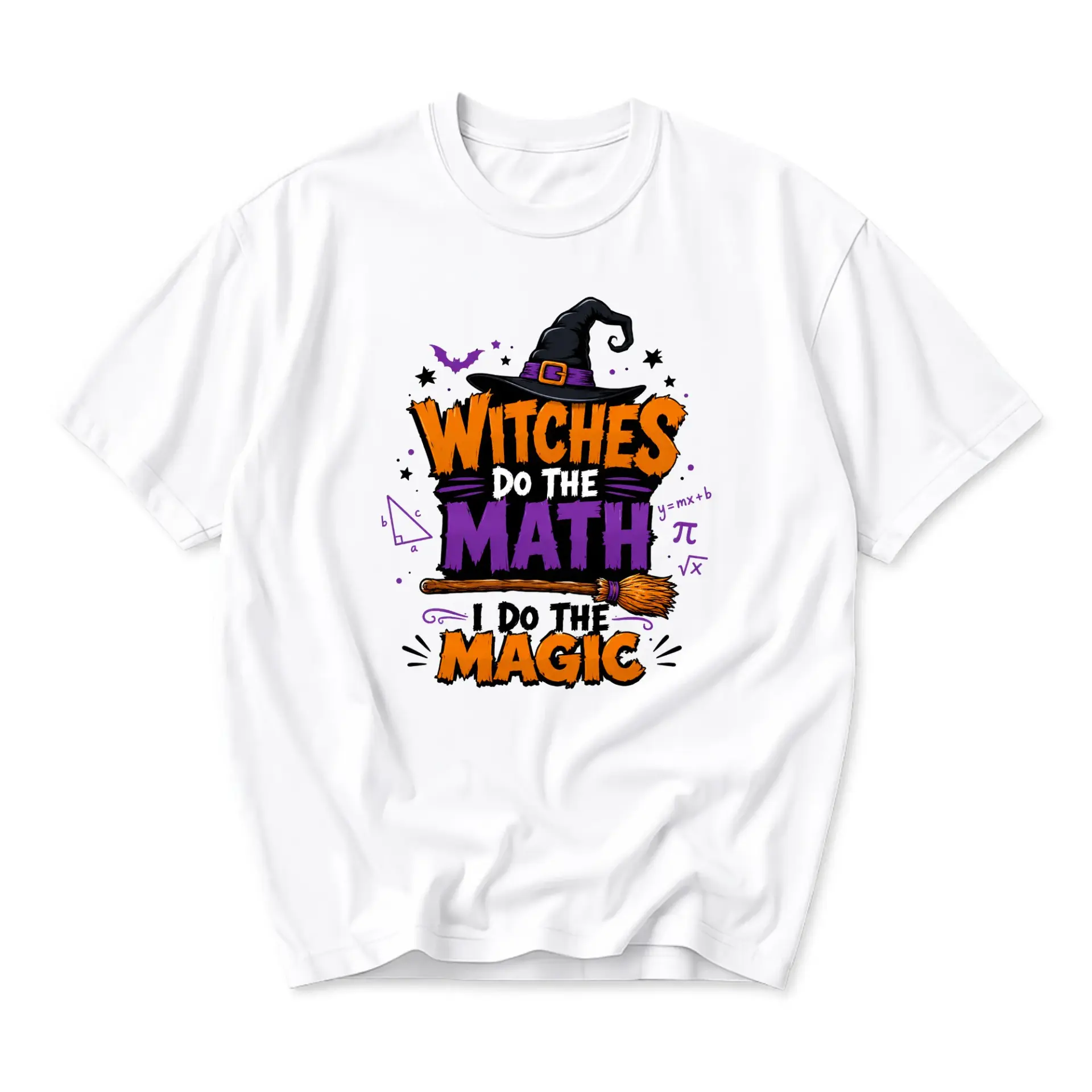 Graphic Tee Witches Do the Math I Do the Magic Shirt Funny Halloween Casual Unisex Crew Neck Cotton Top