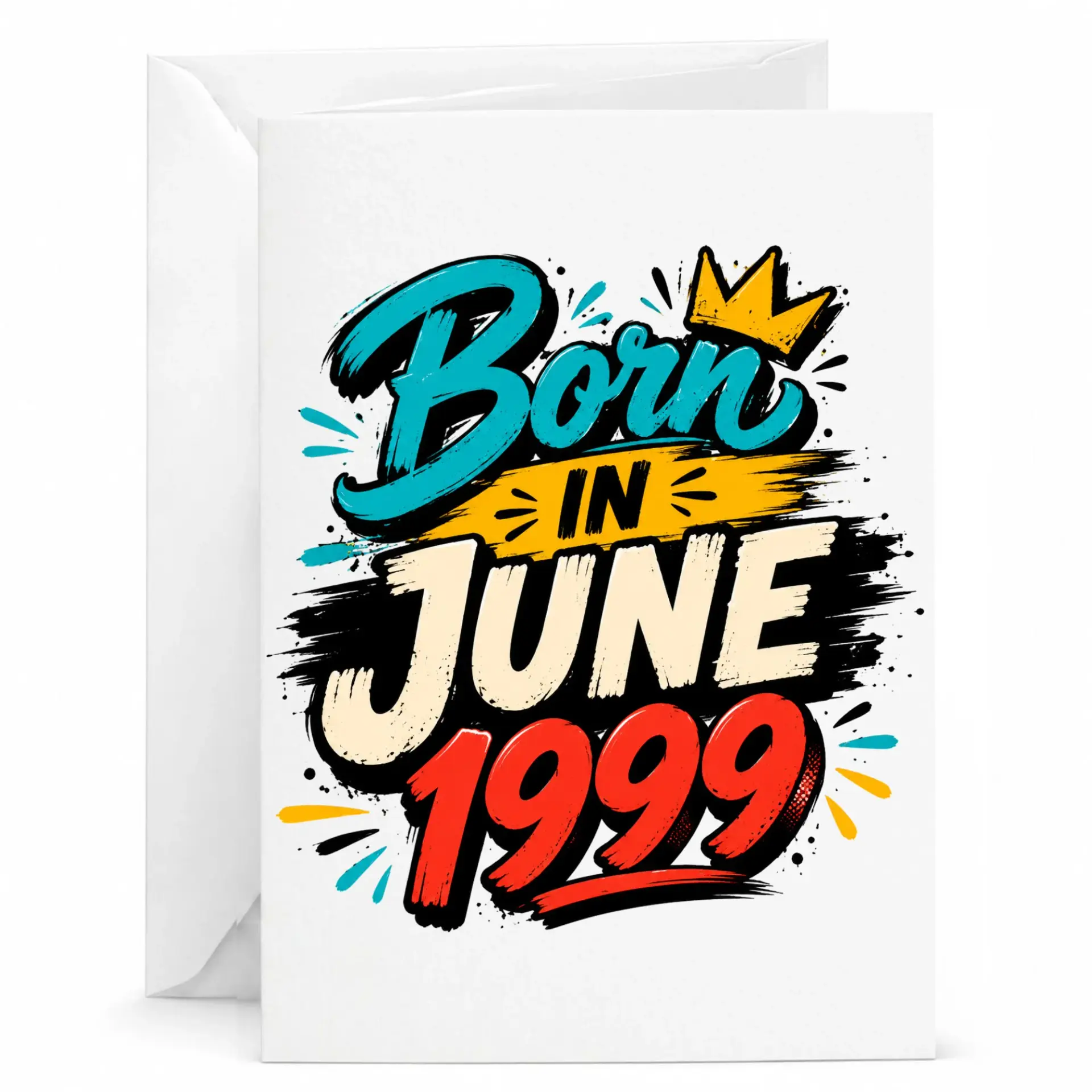 Birthday Card Born in June 1999 Vintage Style Greeting Card for Milestone Celebration with Envelope Included