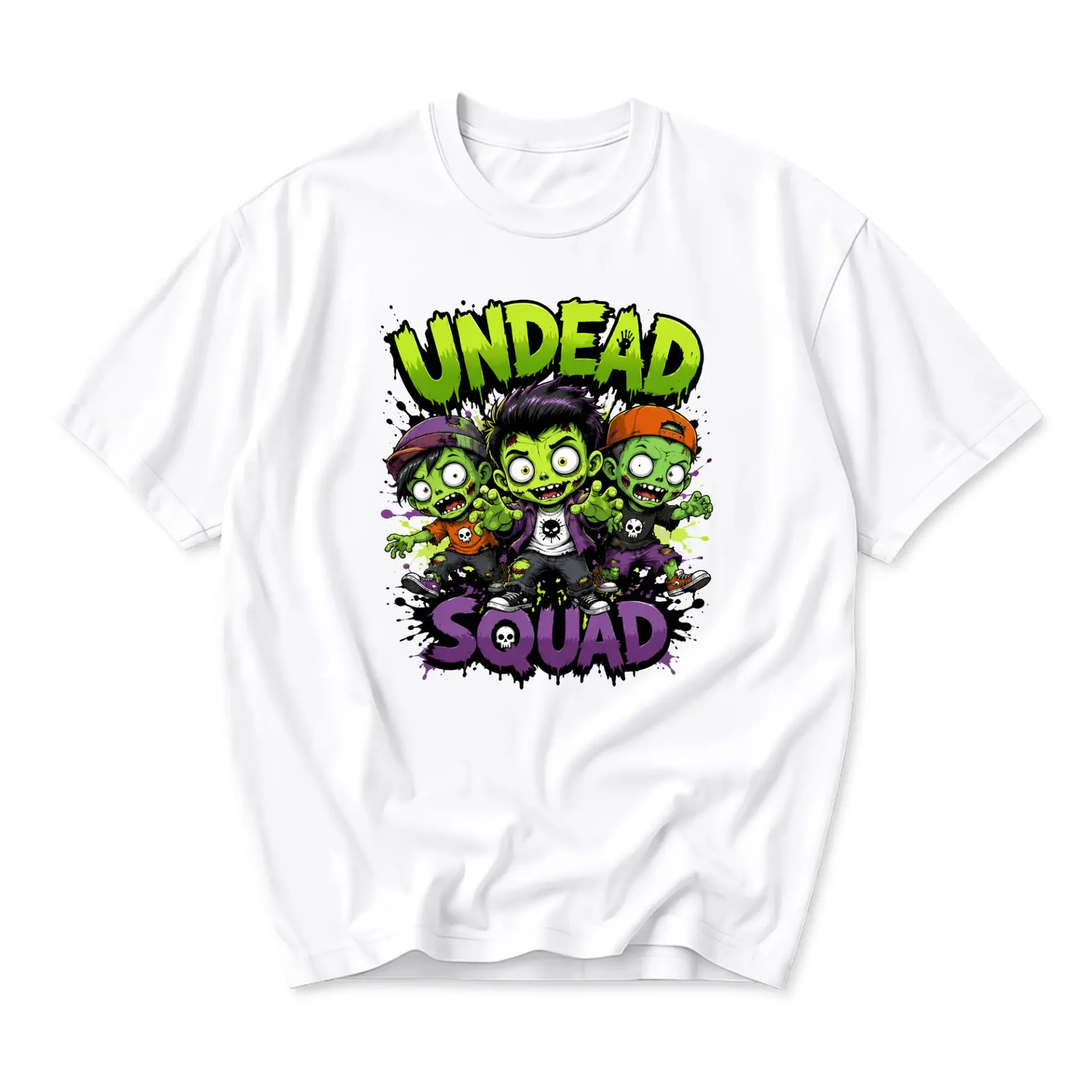 Graphic Tee Undead Squad Cartoon Zombie T-Shirt Unisex Crew Neck Casual Everyday Wear Short Sleeve Cotton Top