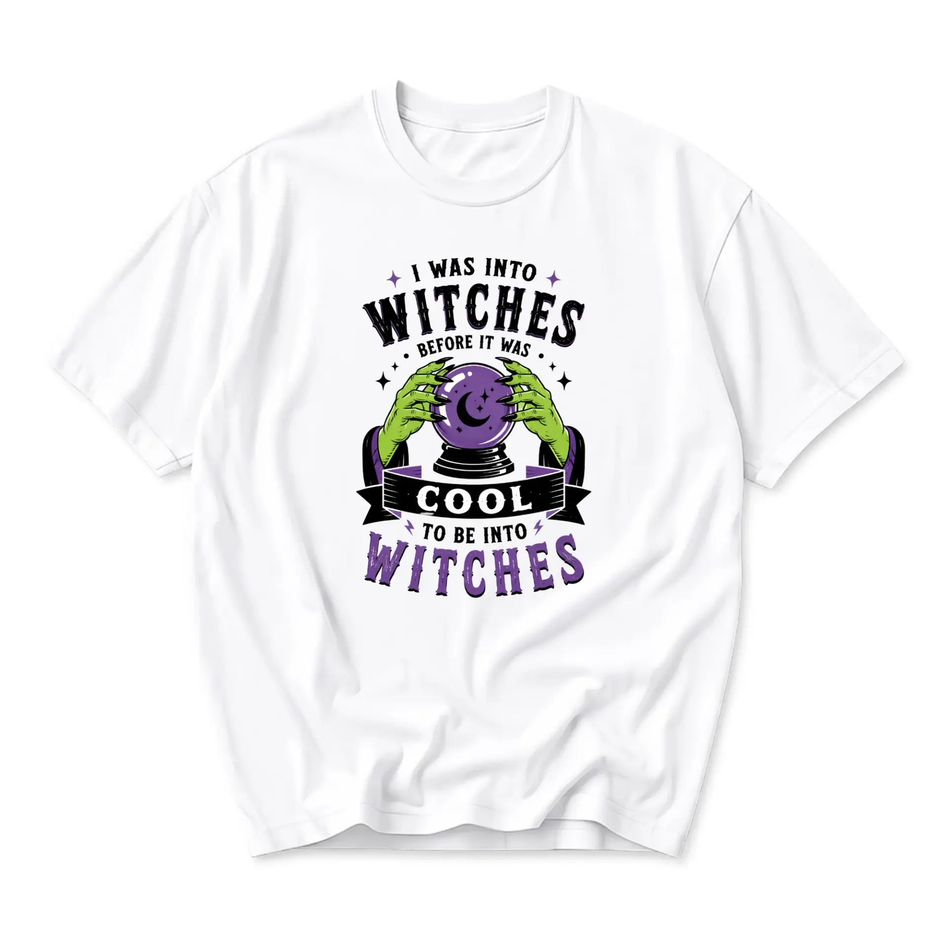 Funny Shirt I Was into Witches Before It Was Cool Graphic Tee Unisex Casual Short Sleeve Cotton Blend Crewneck