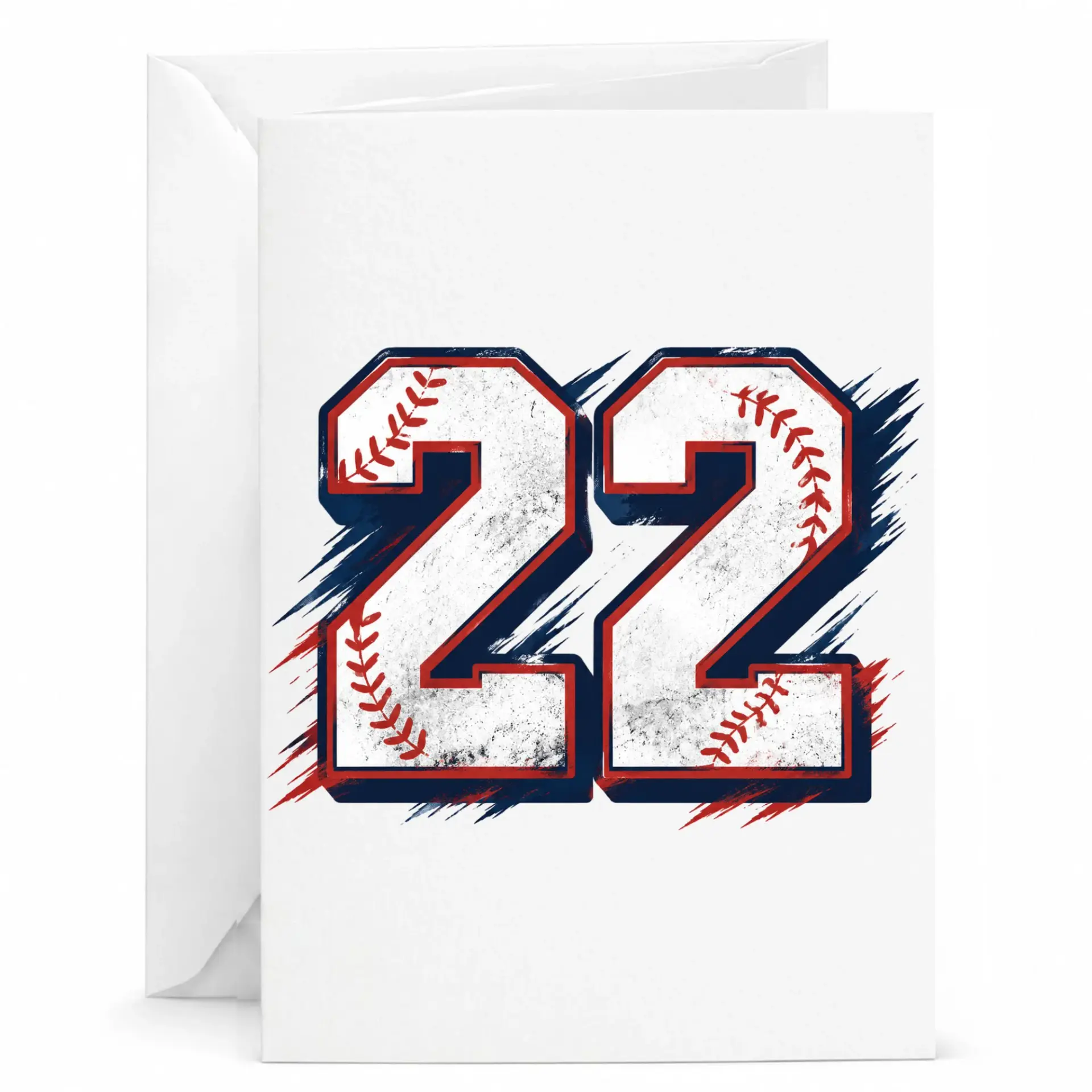Greeting Card Number 22 Baseball Texture Design Athletic Sports Birthday Card for Milestone Celebration 5x7 Inches