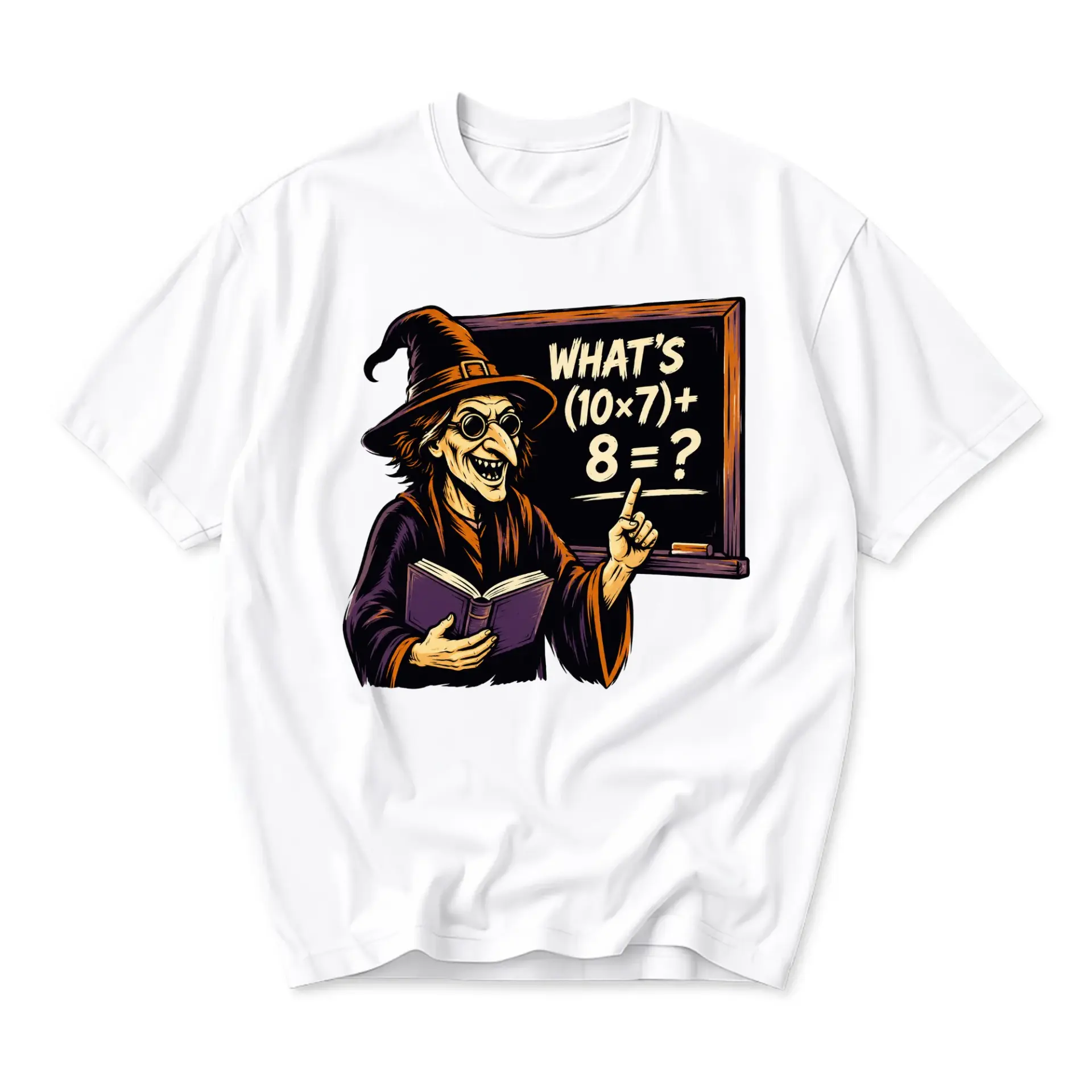 Funny Shirt Math Teacher Witch Graphic Tee Unisex Casual Apparel for Everyday Wear and Unique Holiday Season Style