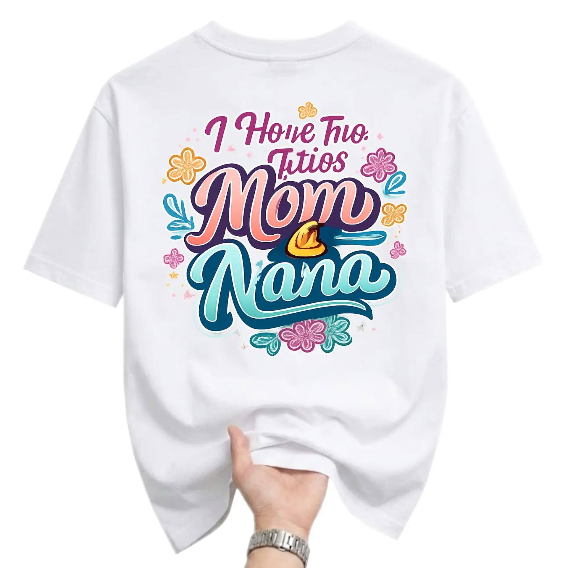 Graphic Tee I Love My Titios Mom Nana Floral Typography Unisex Crew Neck