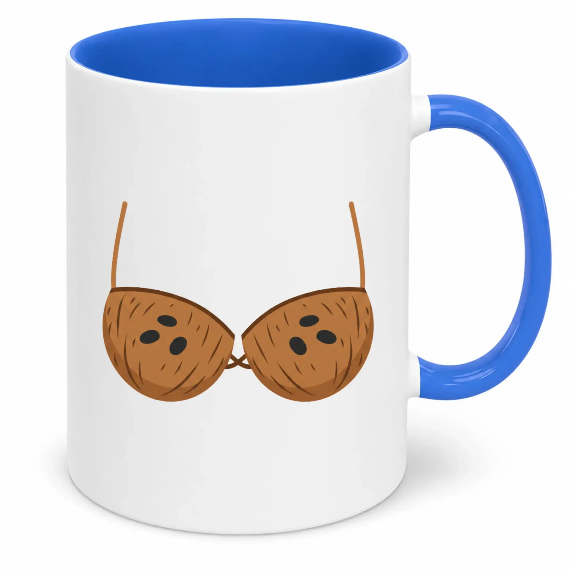 Funny Coconut Bra Tropical Hula Design Ceramic Coffee Mug | Unique Beach Vibe Drinkware for Summer Parties & Vacation Enthusiasts