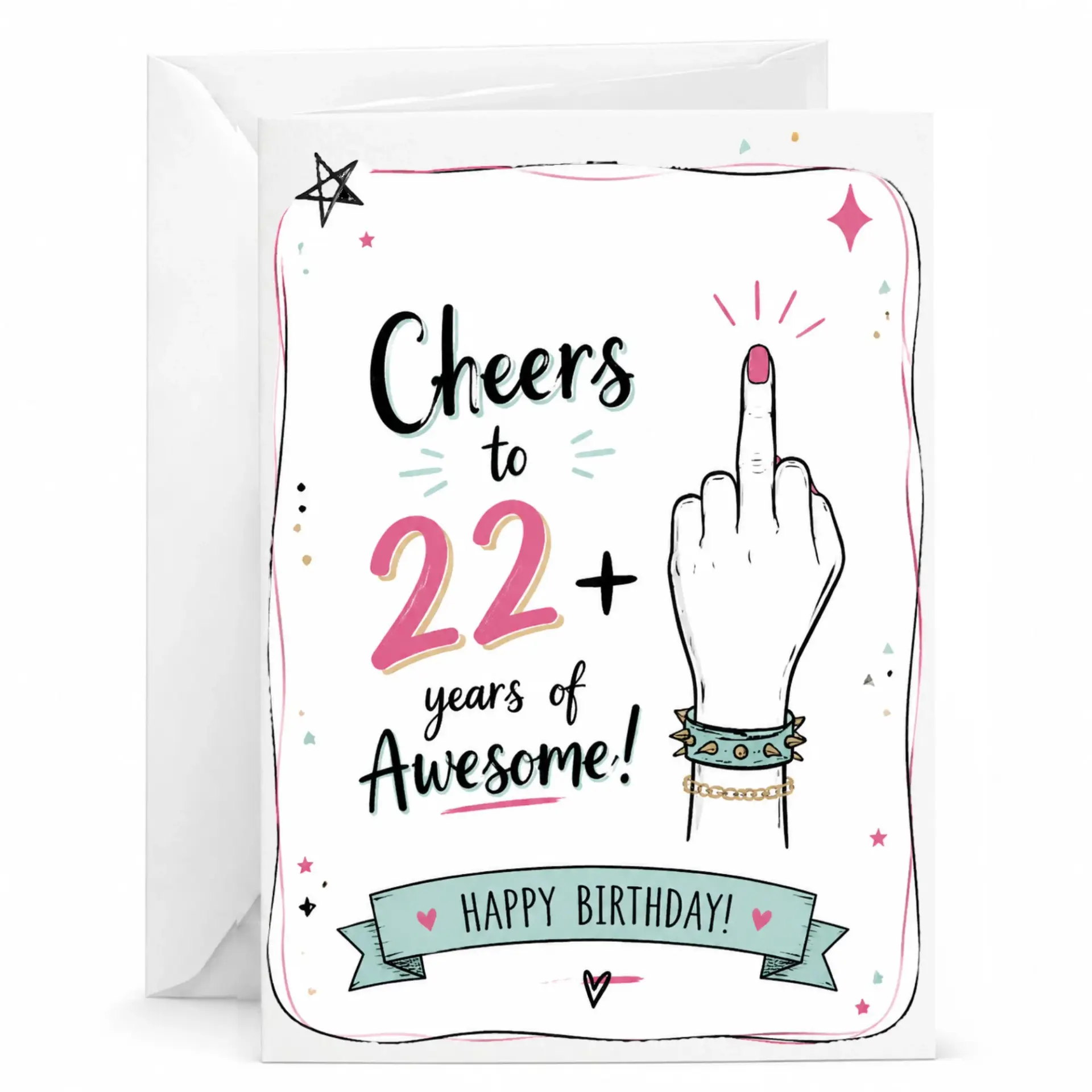 Funny Birthday Card Cheers to 22 Years of Awesome Humorous Greeting Card for Twenty Second Birthday Milestone Celebration