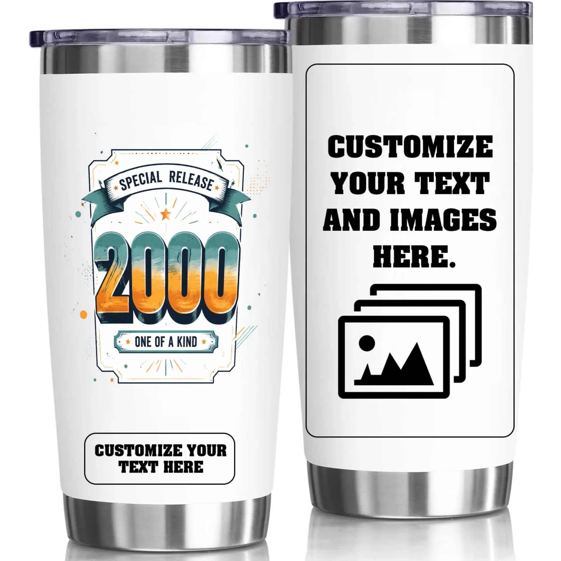 Stainless Steel Tumbler 20oz Custom Photo Birthday Cup Personalized Beverage Holder for Hot and Cold Drinks Travel Mug