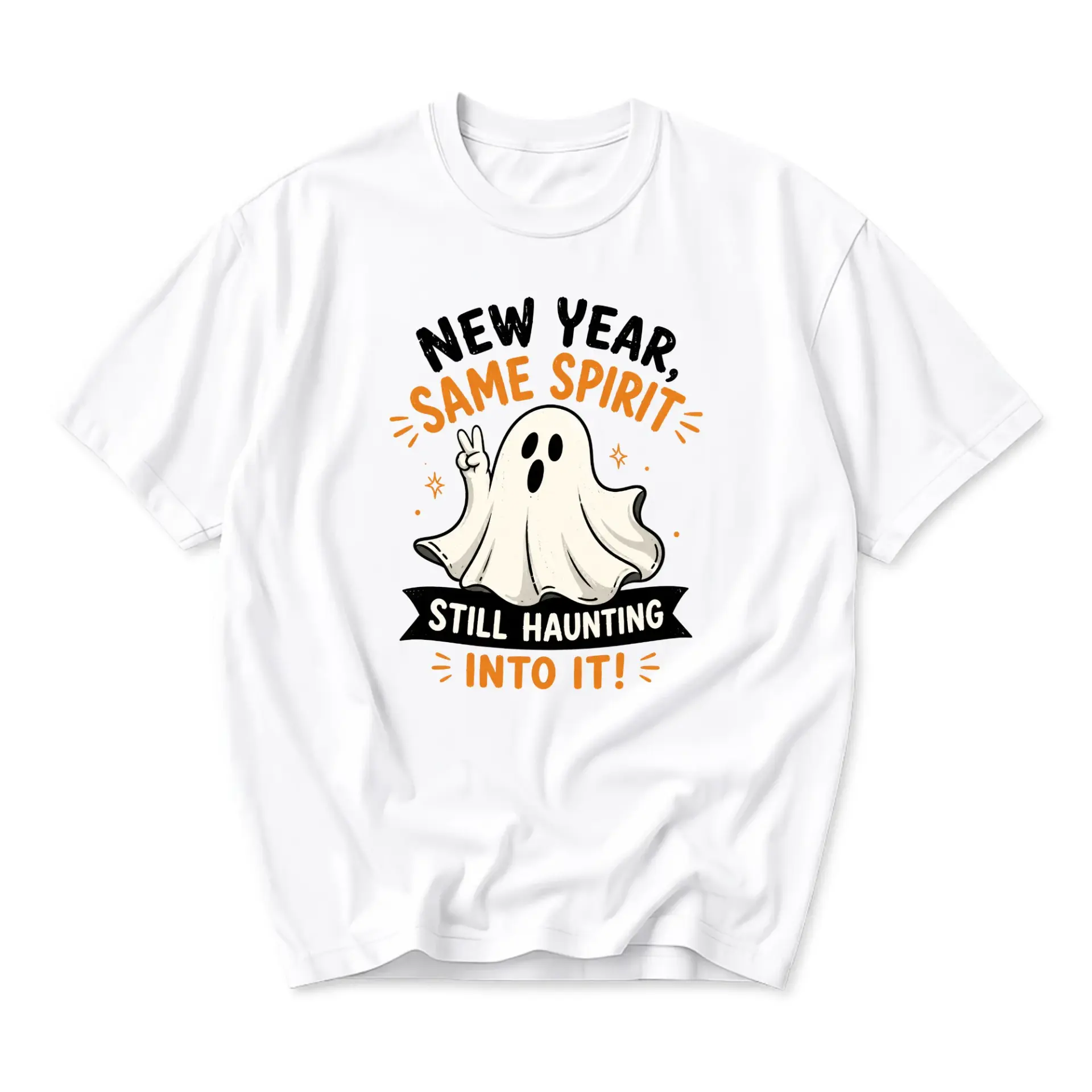 Funny Shirt New Year Same Spirit Ghost Graphic Tee Unisex Casual Apparel for Everyday Style and Creative Expression