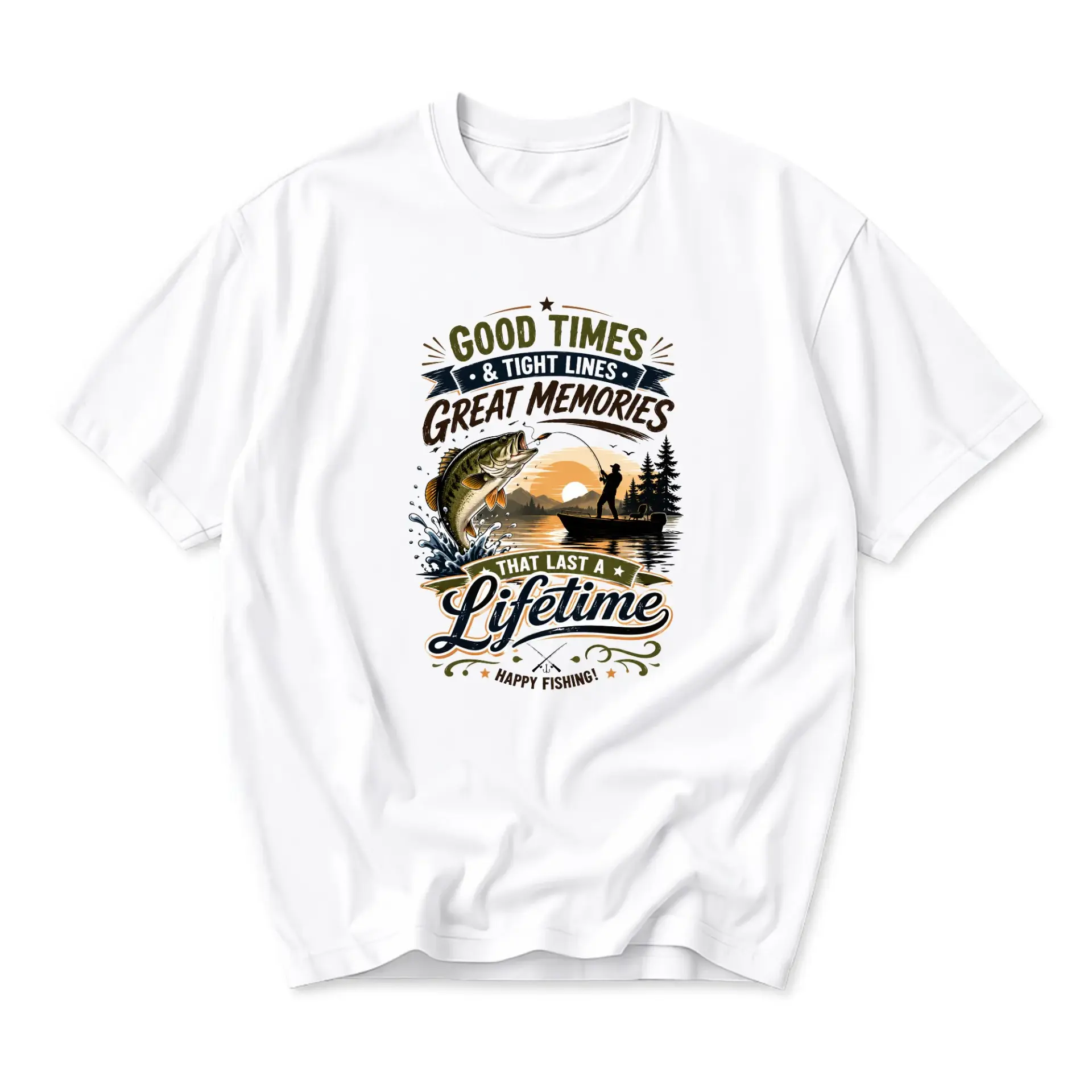 Graphic Tee Fishing Lover Shirt Good Times Apparel Unisex Short Sleeve Crew Neck Casual Outdoor Top