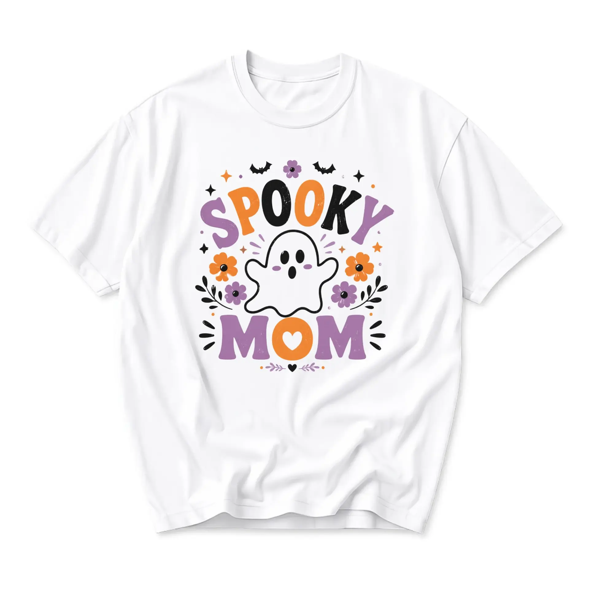 Graphic Tee Spooky Mom Cute Ghost Fall Season Unisex Casual Crew Neck T-Shirt Soft Cotton Blend Apparel Outfit