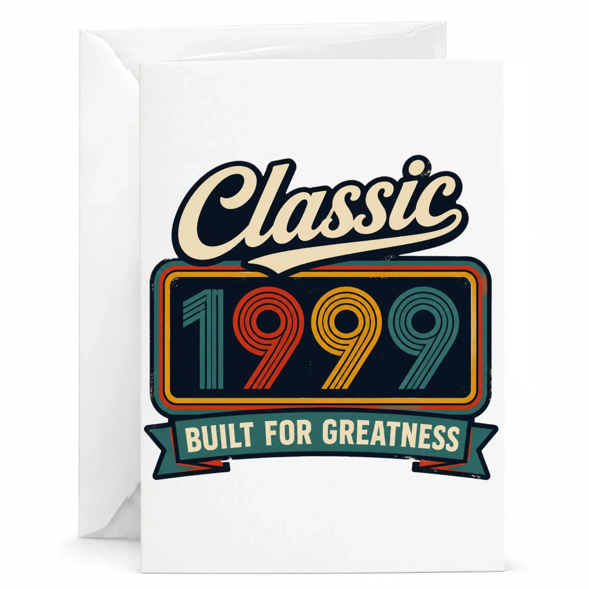 Birthday Greeting Card Classic 1999 Built for Greatness Vintage Retro Style 5x7 Folded Stationery for Milestone Year