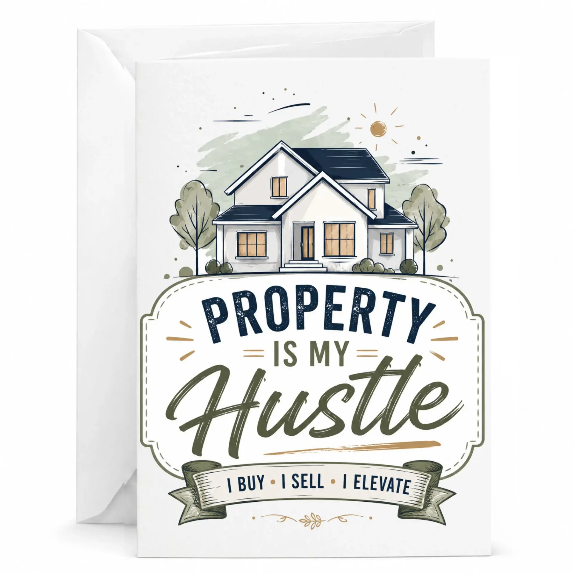 Funny Real Estate Greeting Card Property Is My Hustle Realtor Appreciation for Home Buying Selling
