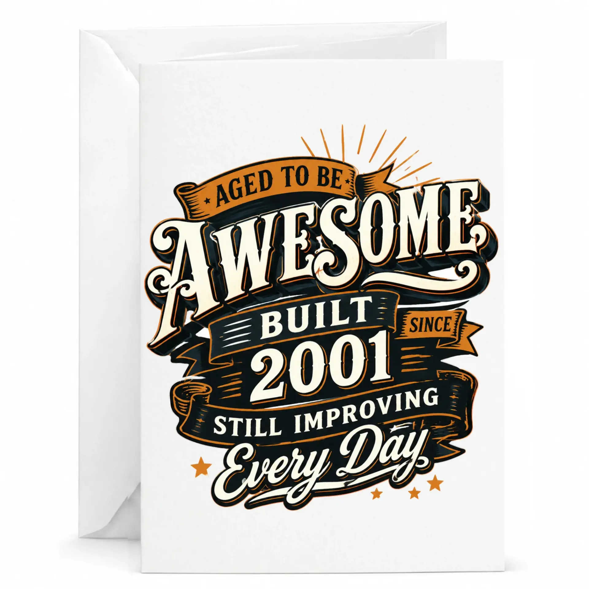 Birthday Card Aged to Be Awesome Built Since 2001 Funny Greeting Card for Milestone Celebration with White Envelope