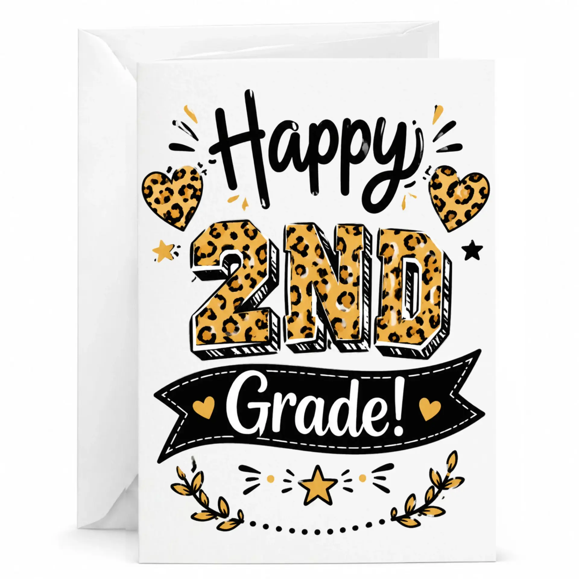 Greeting Card Happy 2nd Leopard Print Design Celebratory Achievement for Milestone
