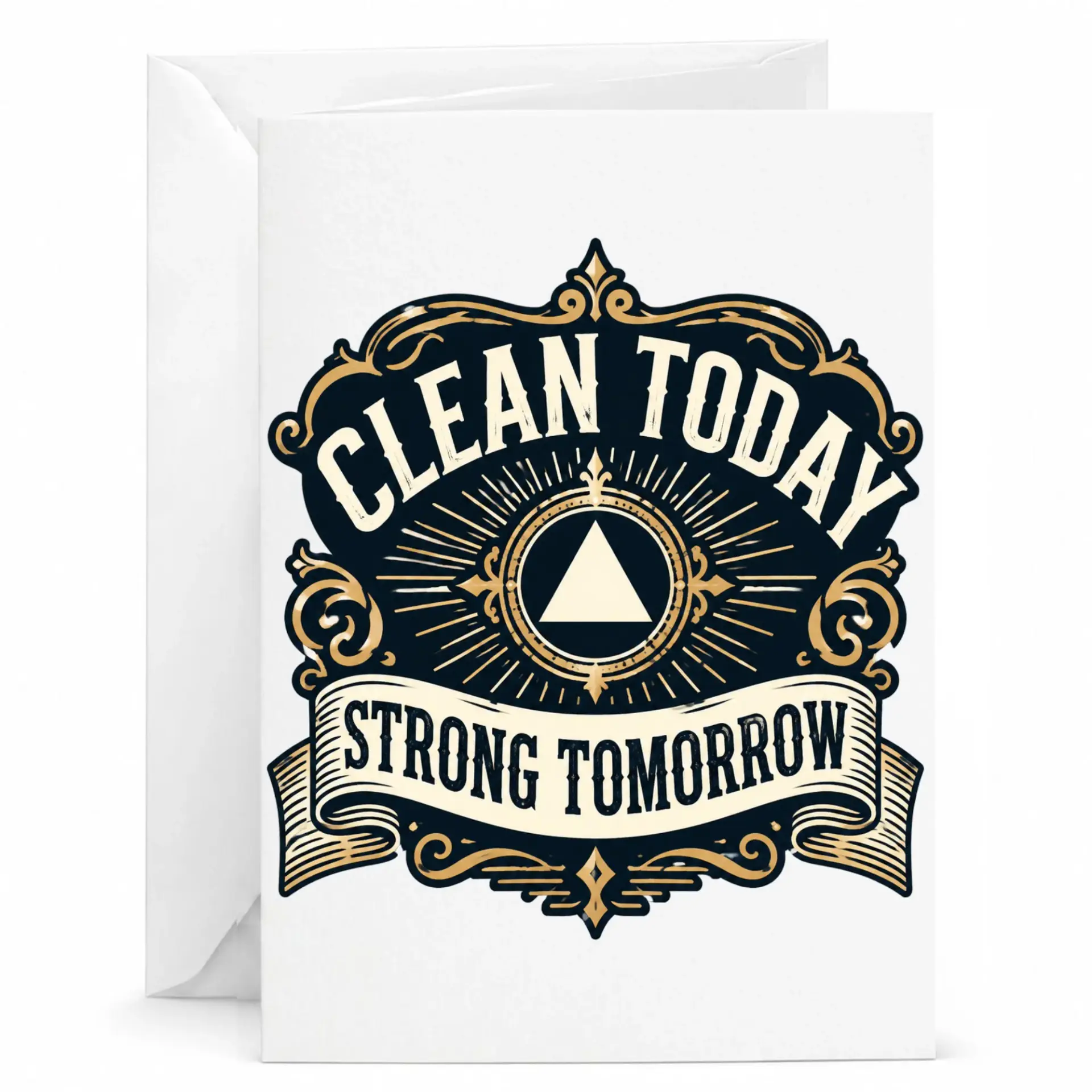 Inspirational Clean Today Strong Tomorrow Greeting Card for Sobriety Encouragement and Motivation with White Envelope
