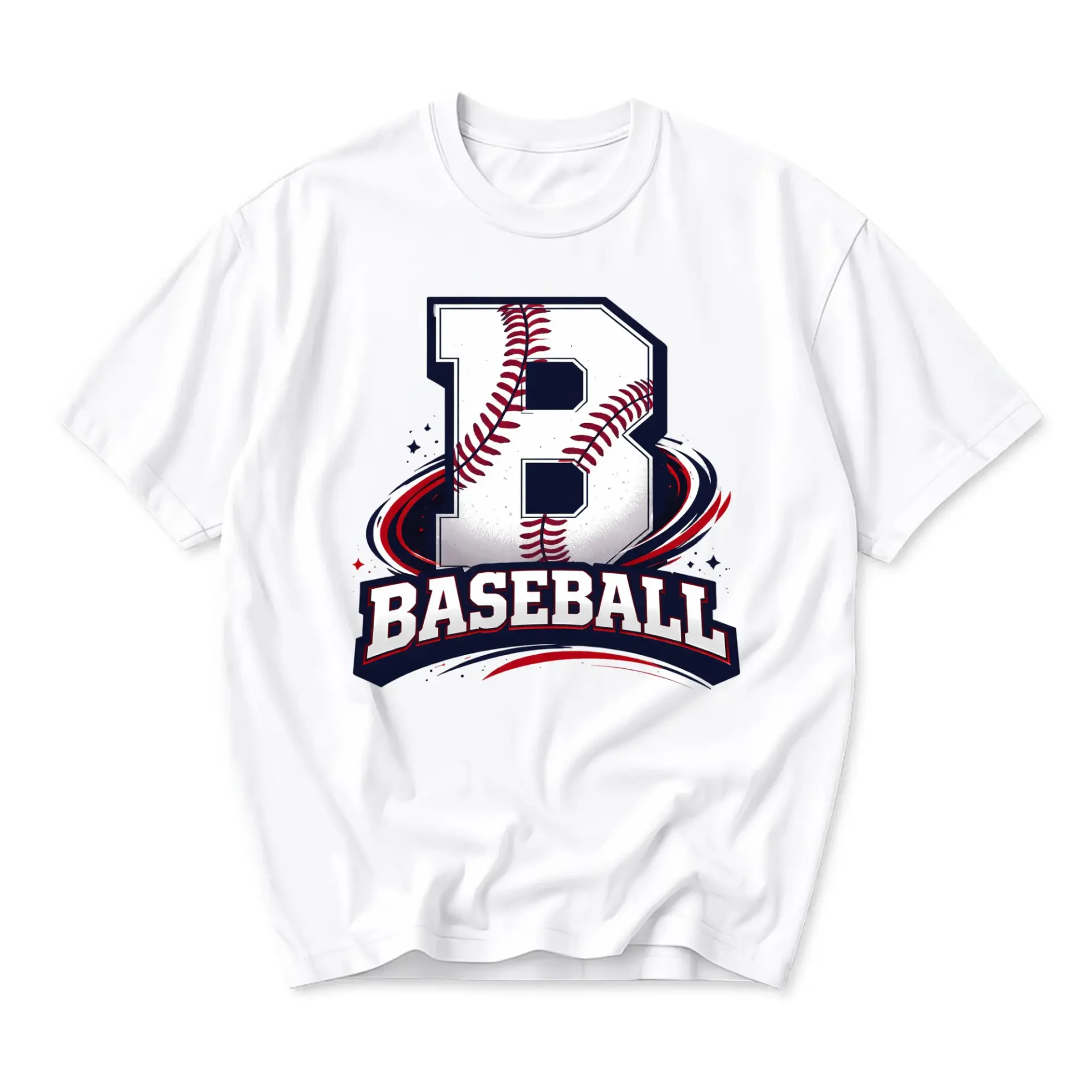 Graphic Tee Baseball Letter B Sport Theme Unisex Crew Neck Short Sleeve Shirt for Casual Wear and Athletic Enthusiasts