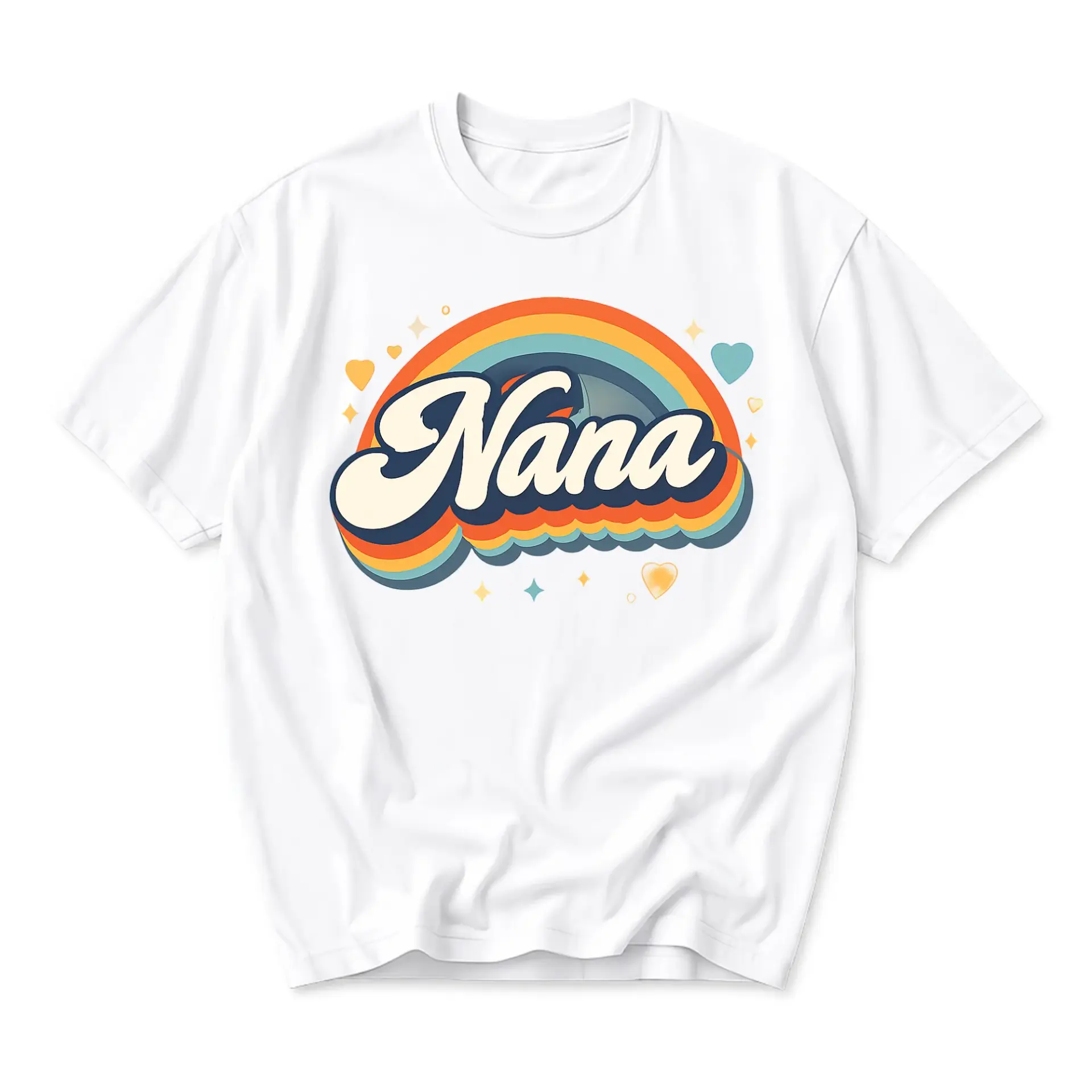 Graphic Tee Nana Retro Rainbow Design Unisex Crew Neck Short Sleeve Shirt