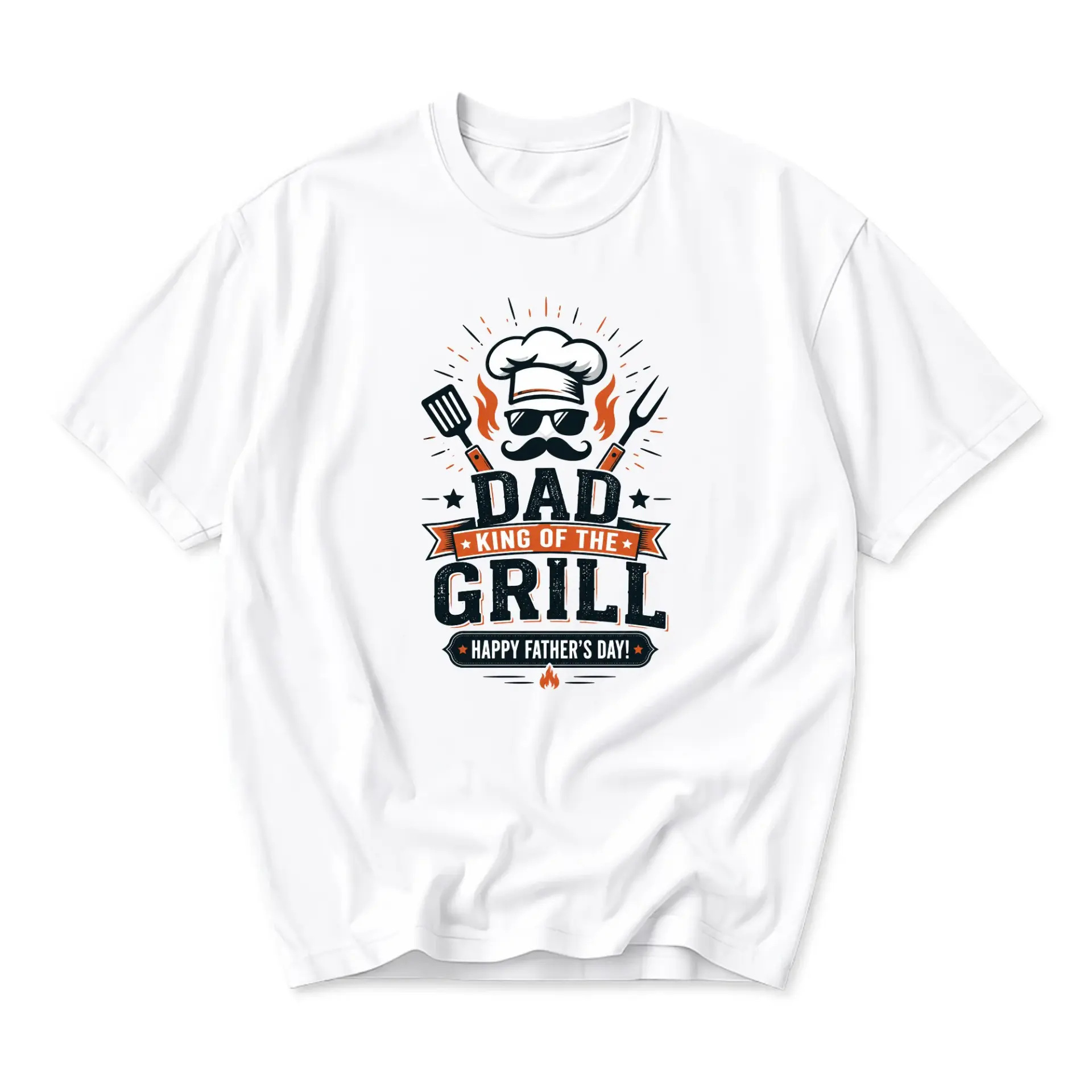 Funny Shirt Dad King of the Grill Graphic Tee Cooking Enthusiast Unisex Crew Neck Casual Everyday Wear Cotton T-Shirt