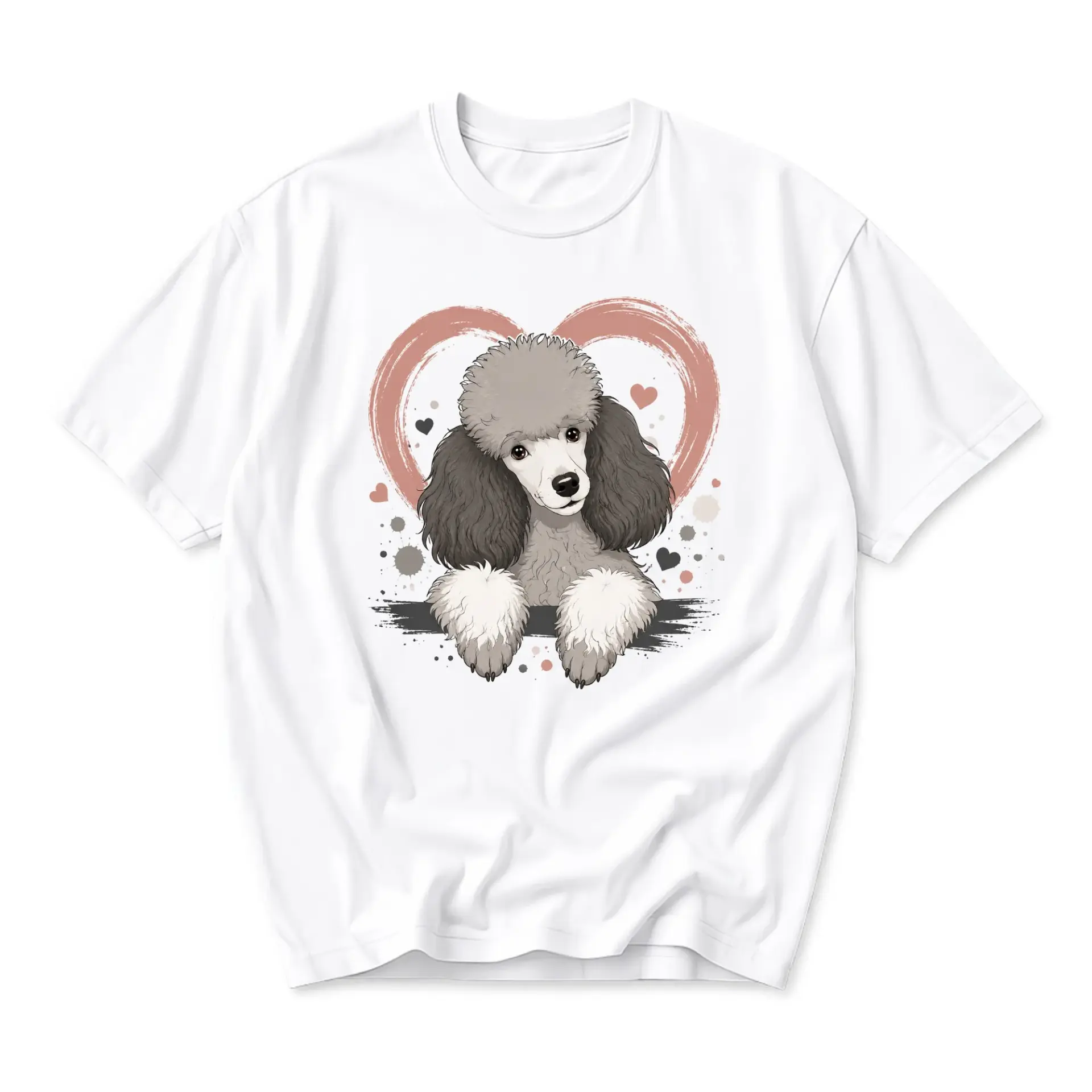 Graphic Tee Poodle Dog Heart Illustration Unisex Crew Neck Short Sleeve