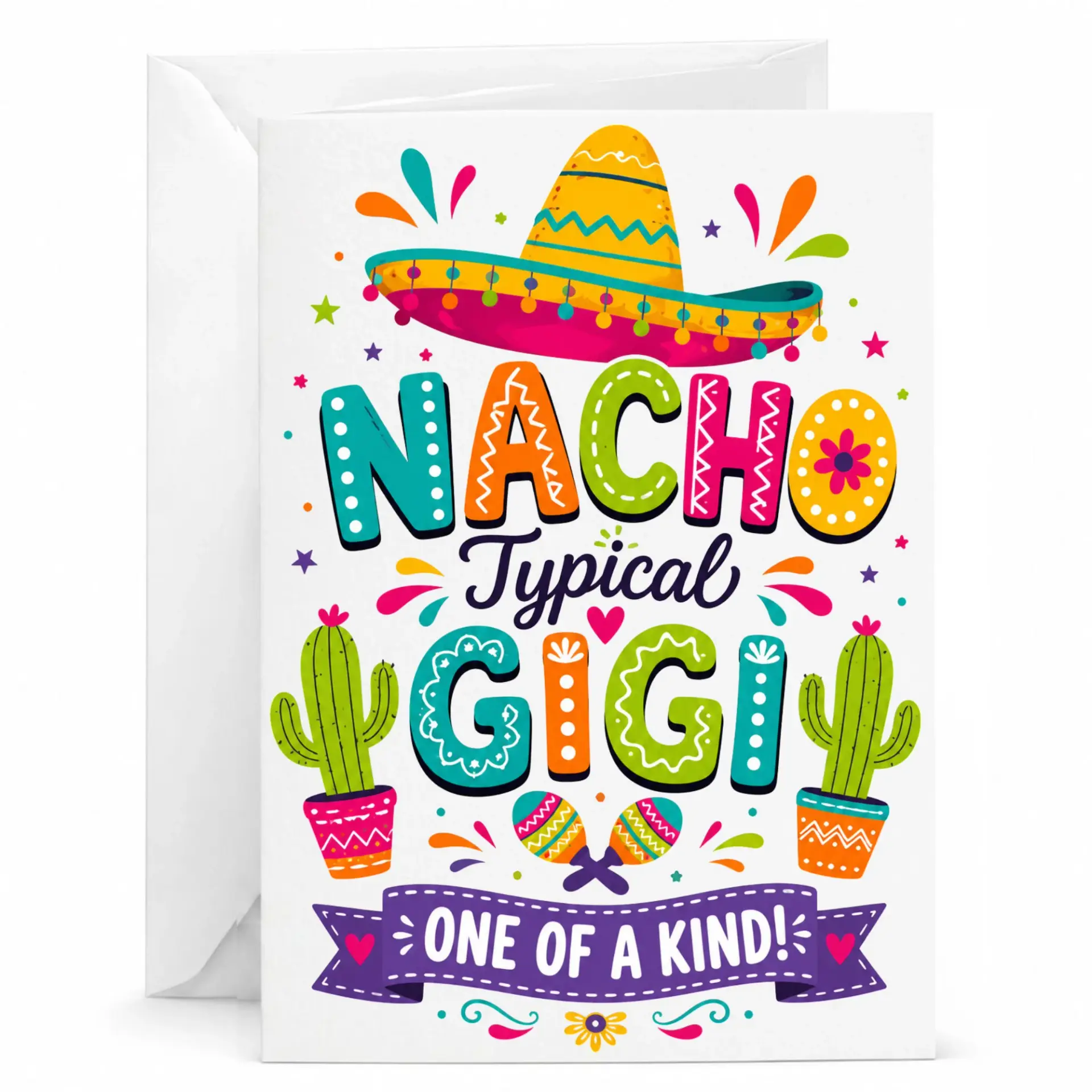 Funny Nacho Typical Gigi Greeting Card with Envelope Playful Theme Birthday for Gift