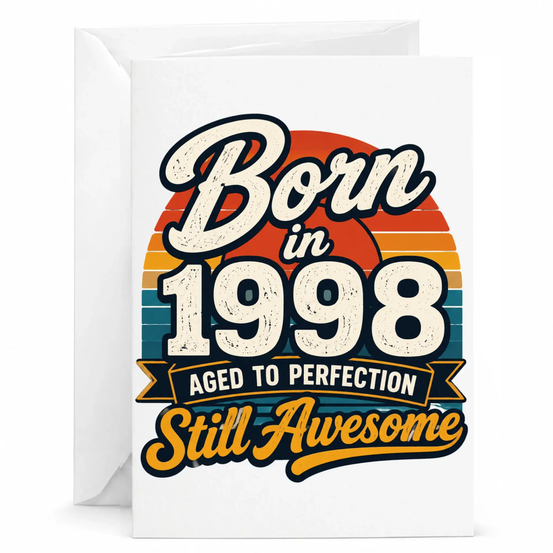 Birthday Card Born in 1998 Aged to Perfection Still Awesome Retro Vintage Style Greeting Card with Matching Envelope