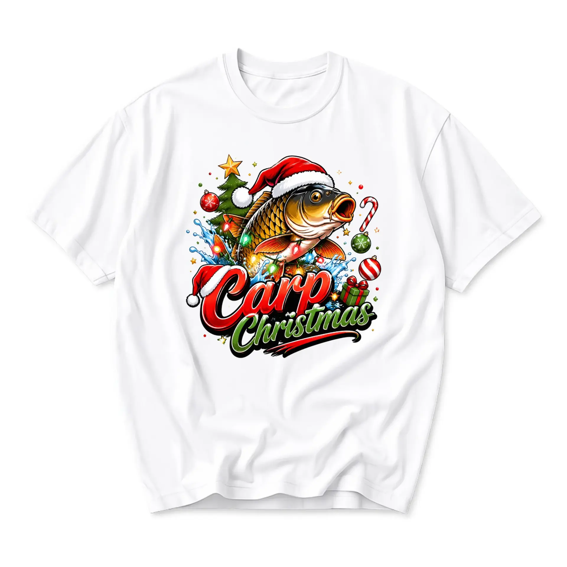Graphic Tee Carp Christmas T-Shirt Funny Fishing Holiday Apparel Unisex