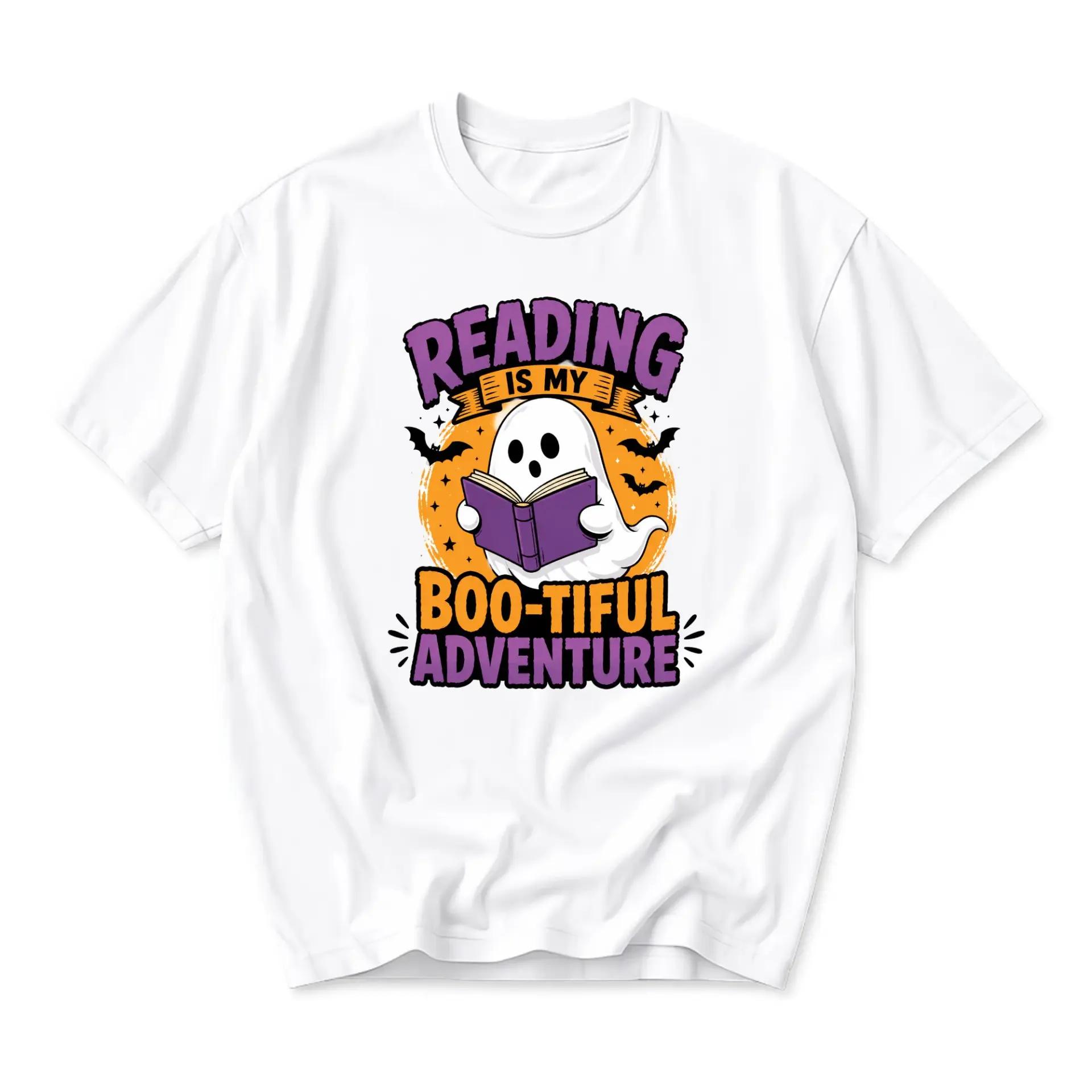 Funny Shirt Reading Is My Boo-Tiful Adventure Graphic Tee Unisex Cotton Crew Neck Casual Short Sleeve Apparel Top