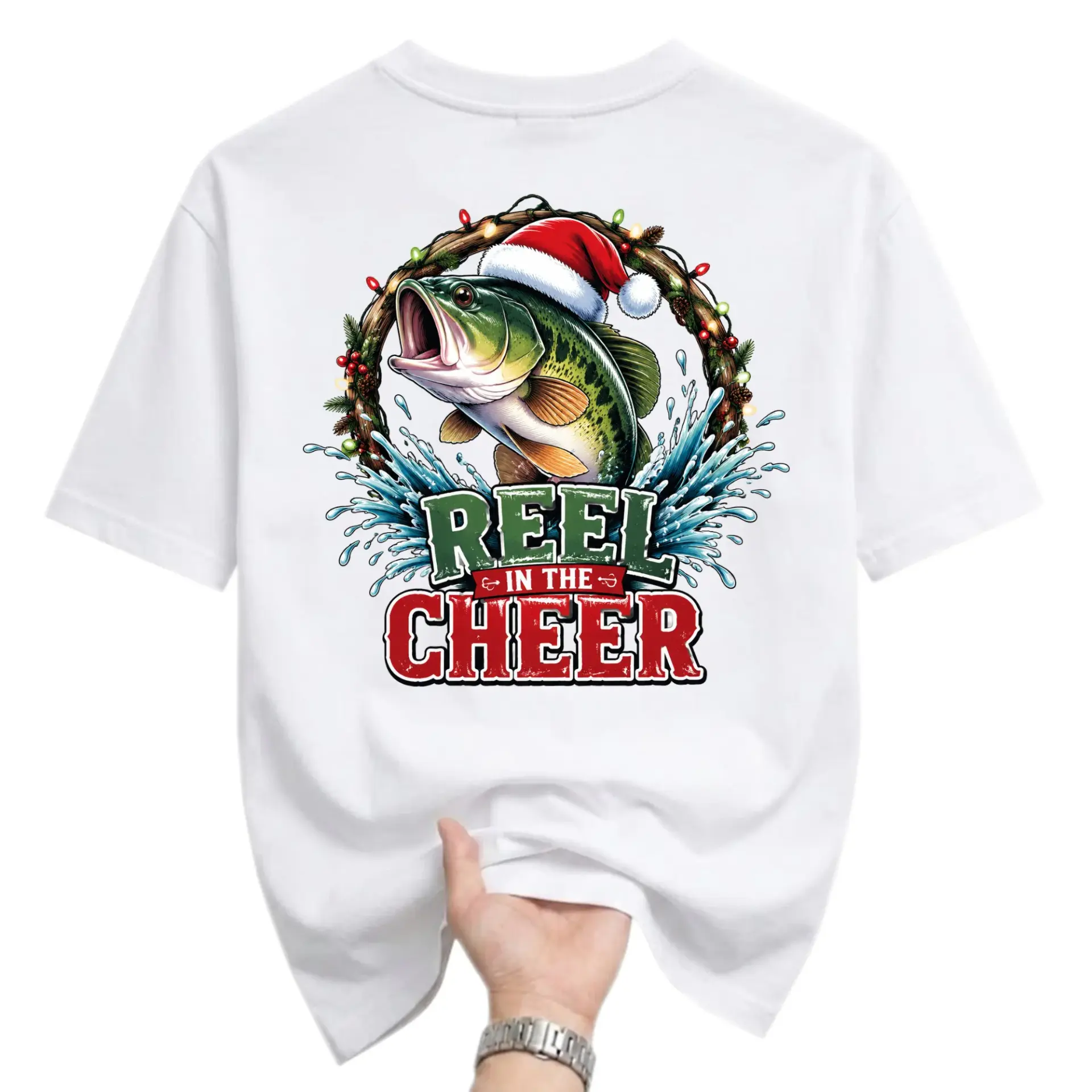 Funny Shirt Reel in the Cheer Graphic Tee Holiday Fishing Themed Unisex