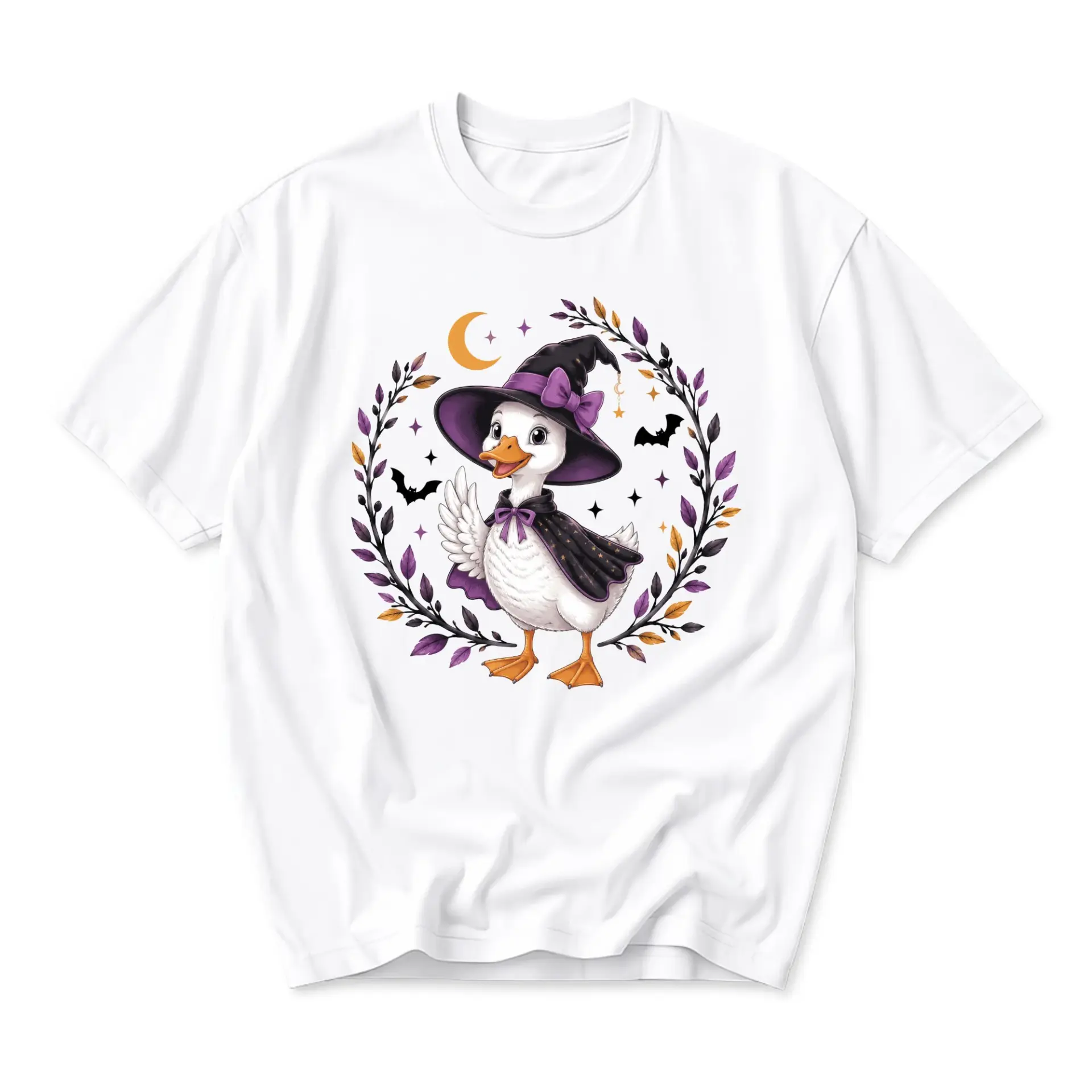 T-shirt Graphic Tee Featuring Cute Witch Duck Design for Casual Everyday Outfits and Seasonal Fall Holiday Comfort Wear