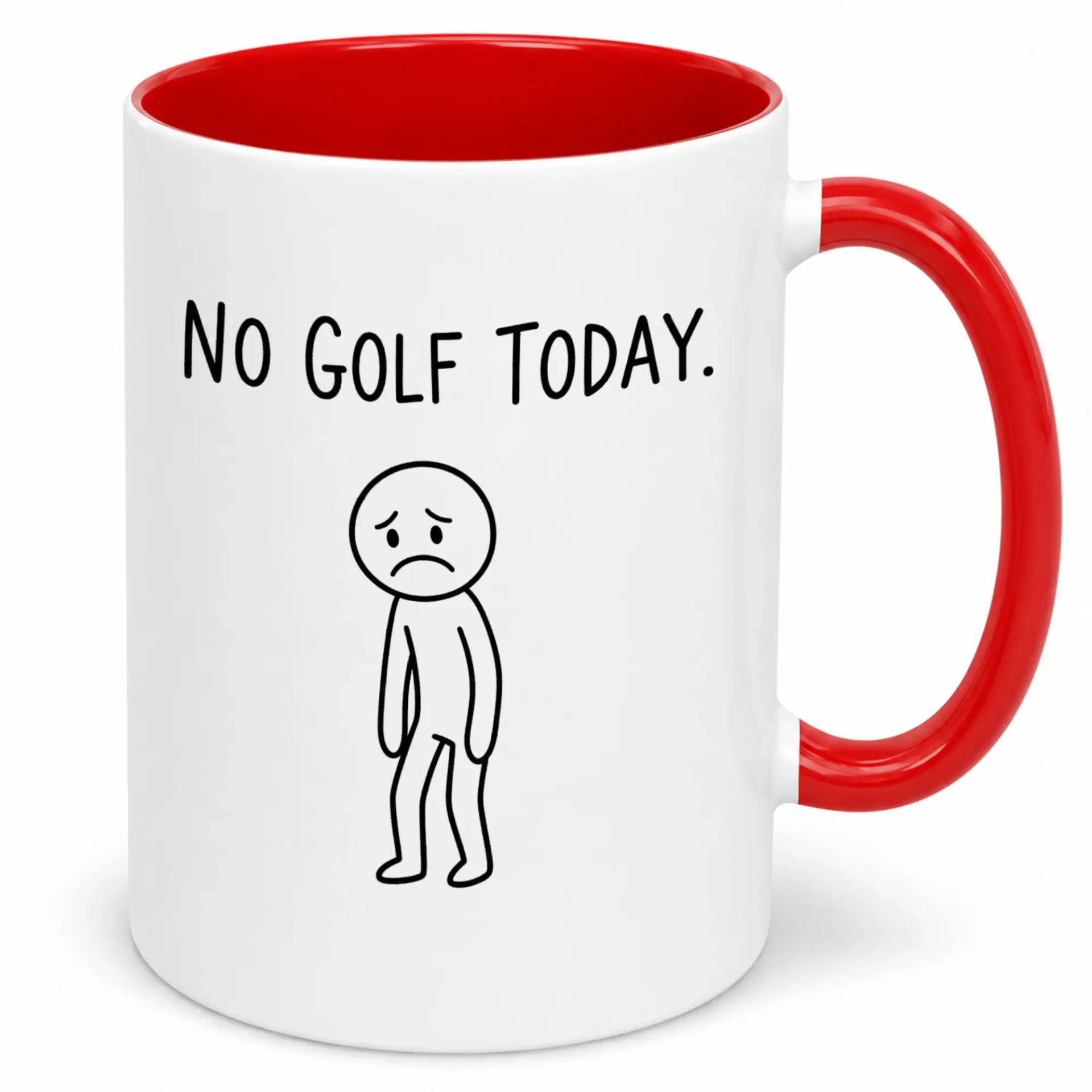 Funny Golf Ceramic Coffee Mug, "no Golf Today" Sad Stick Figure Design, 11oz or 15oz Capacity Drinkware, Dishwasher Safe Gift