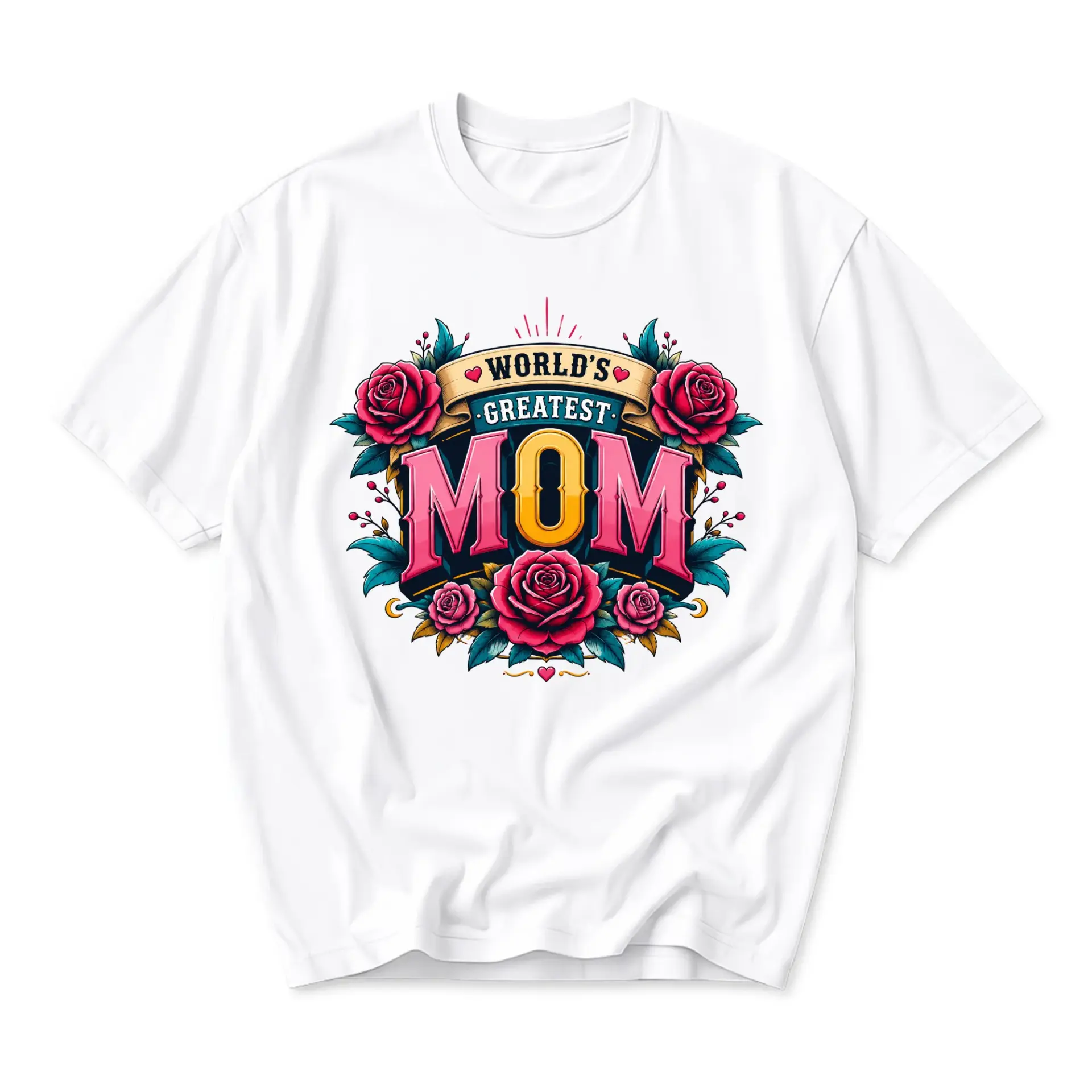 T-shirt World Greatest Mom Floral Graphic Tee Unisex Casual Short Sleeve Cotton Blend Crew Neck Everyday Apparel