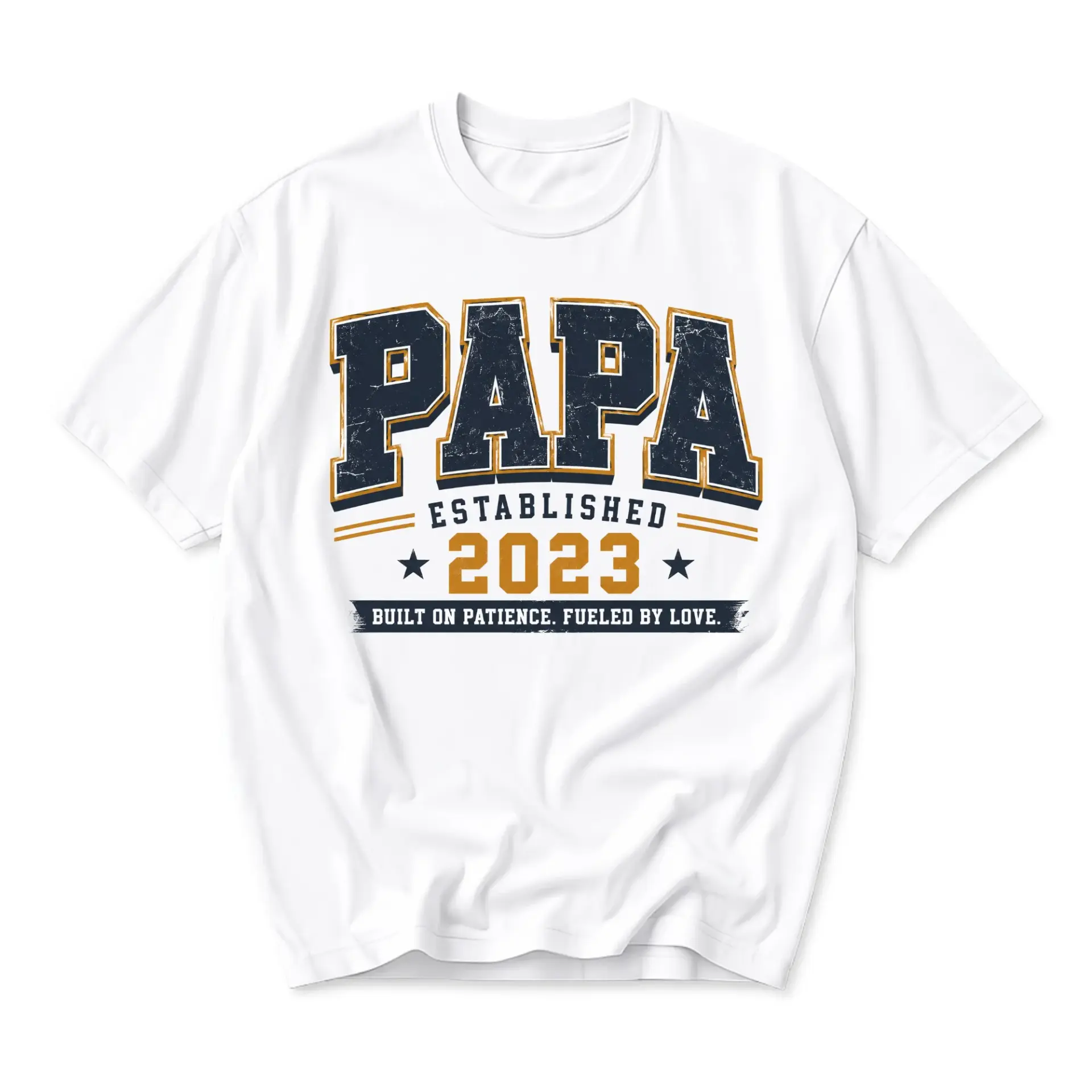 Graphic Tee Papa Established 2023 Unisex T-Shirt Casual Crew Neck Soft Cotton Everyday Apparel for Family Recognition