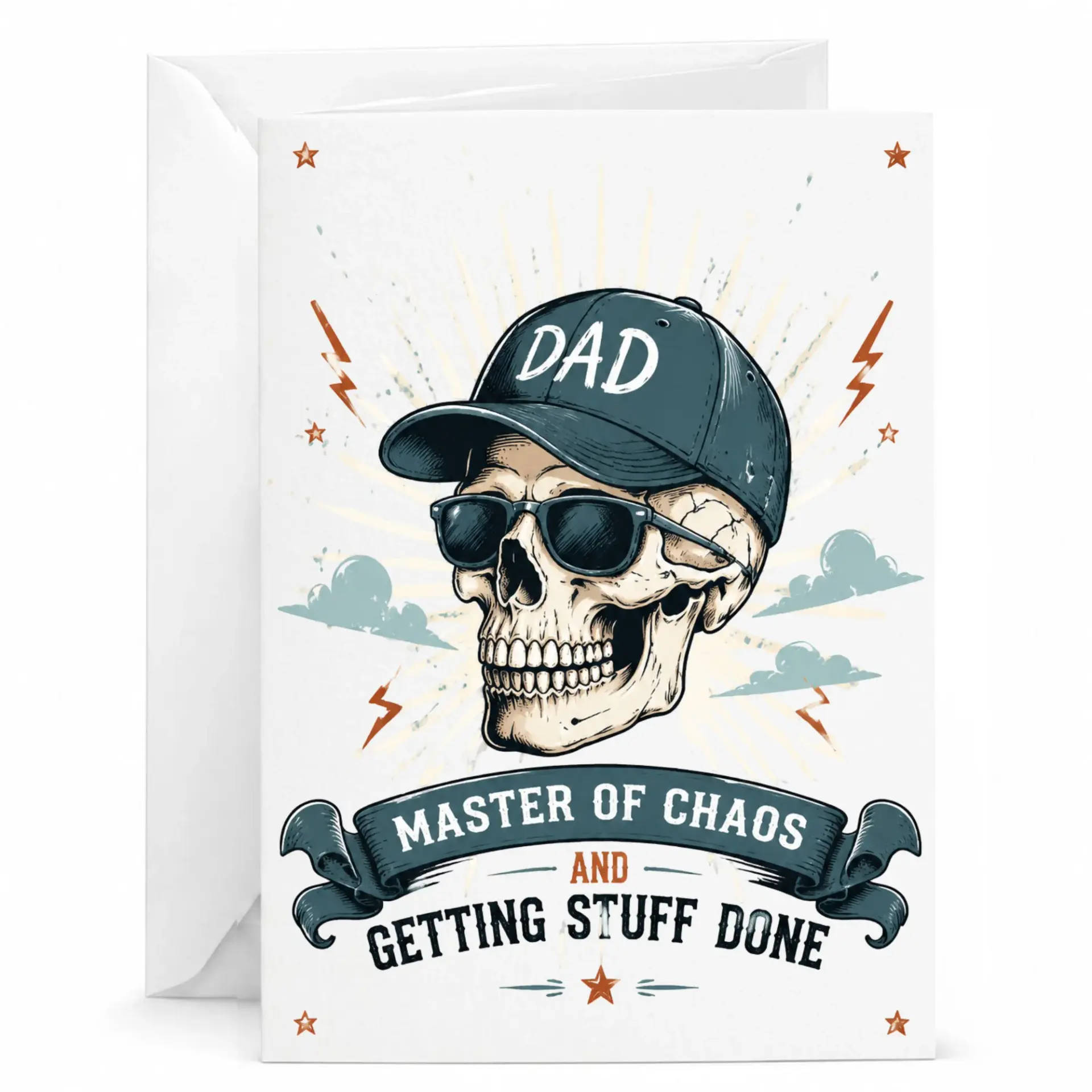 Funny Dad Greeting Card of and Getting Stuff Done Novelty Father Design for Birthday or Appreciation