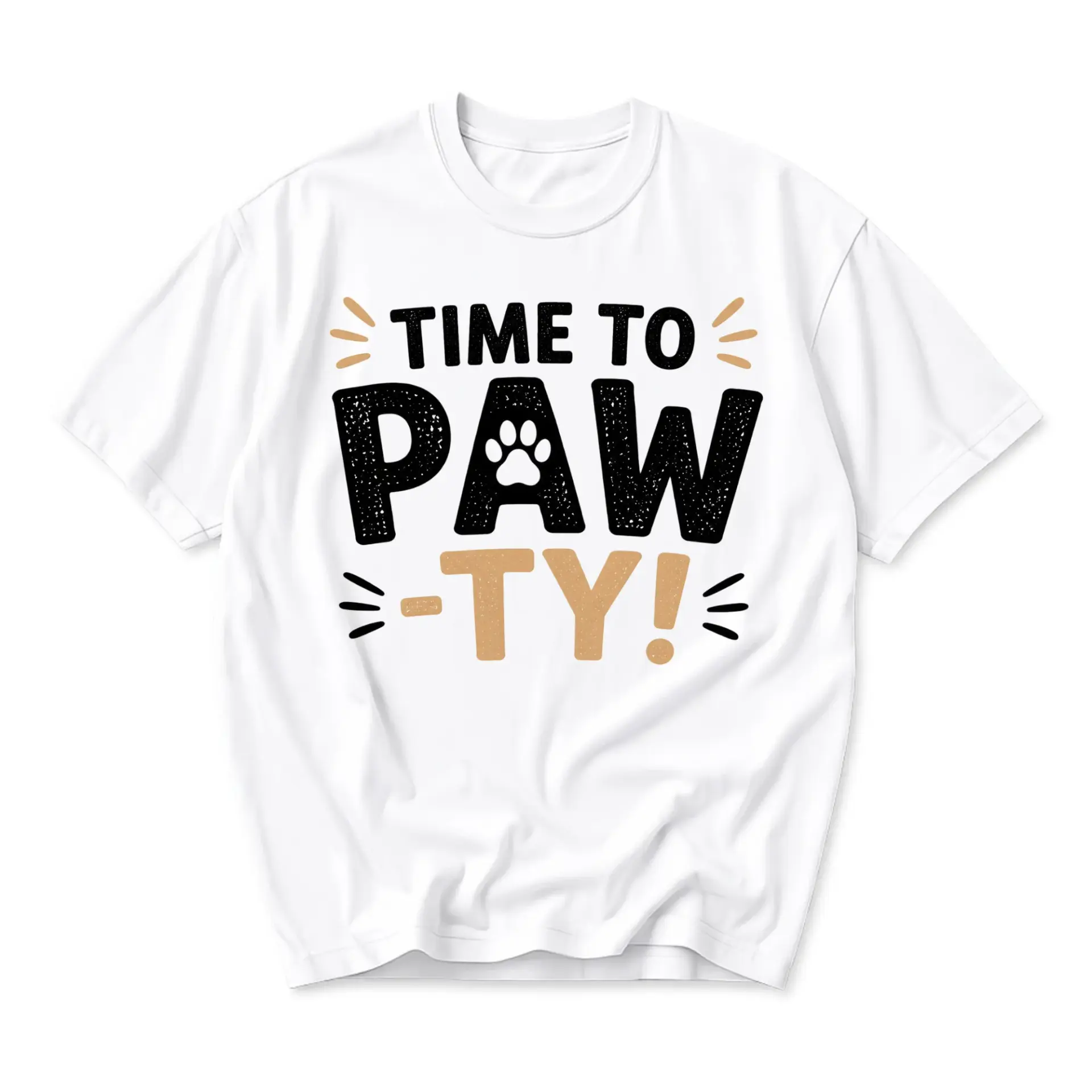 Funny Shirt Time to Paw-Ty Graphic Tee for Lovers Casual Cotton Crew Neck