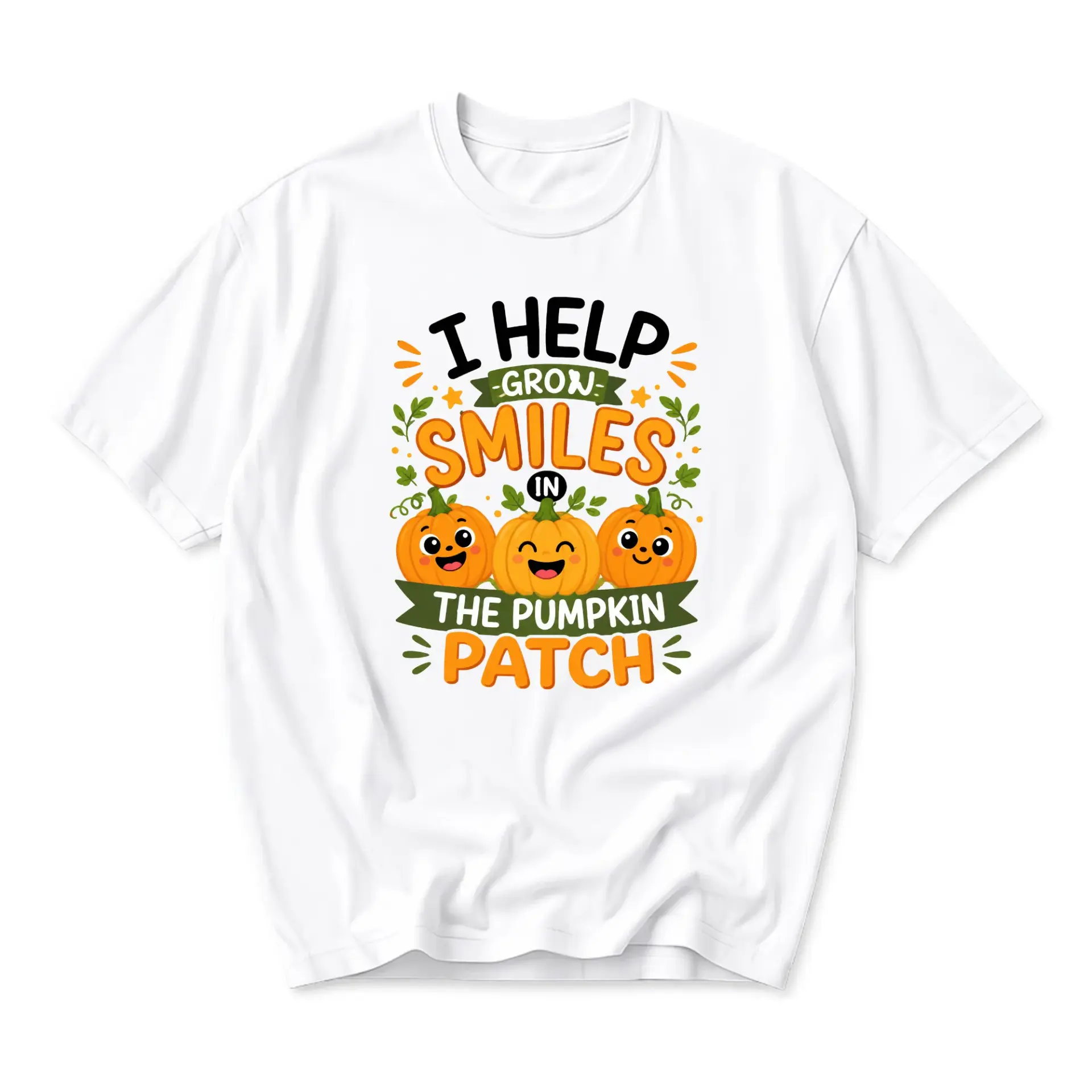 Graphic Tee I Help Grow Smiles in the Pumpkin Patch Funny Fall Autumn Season Unisex Crew Neck Short Sleeve Shirt